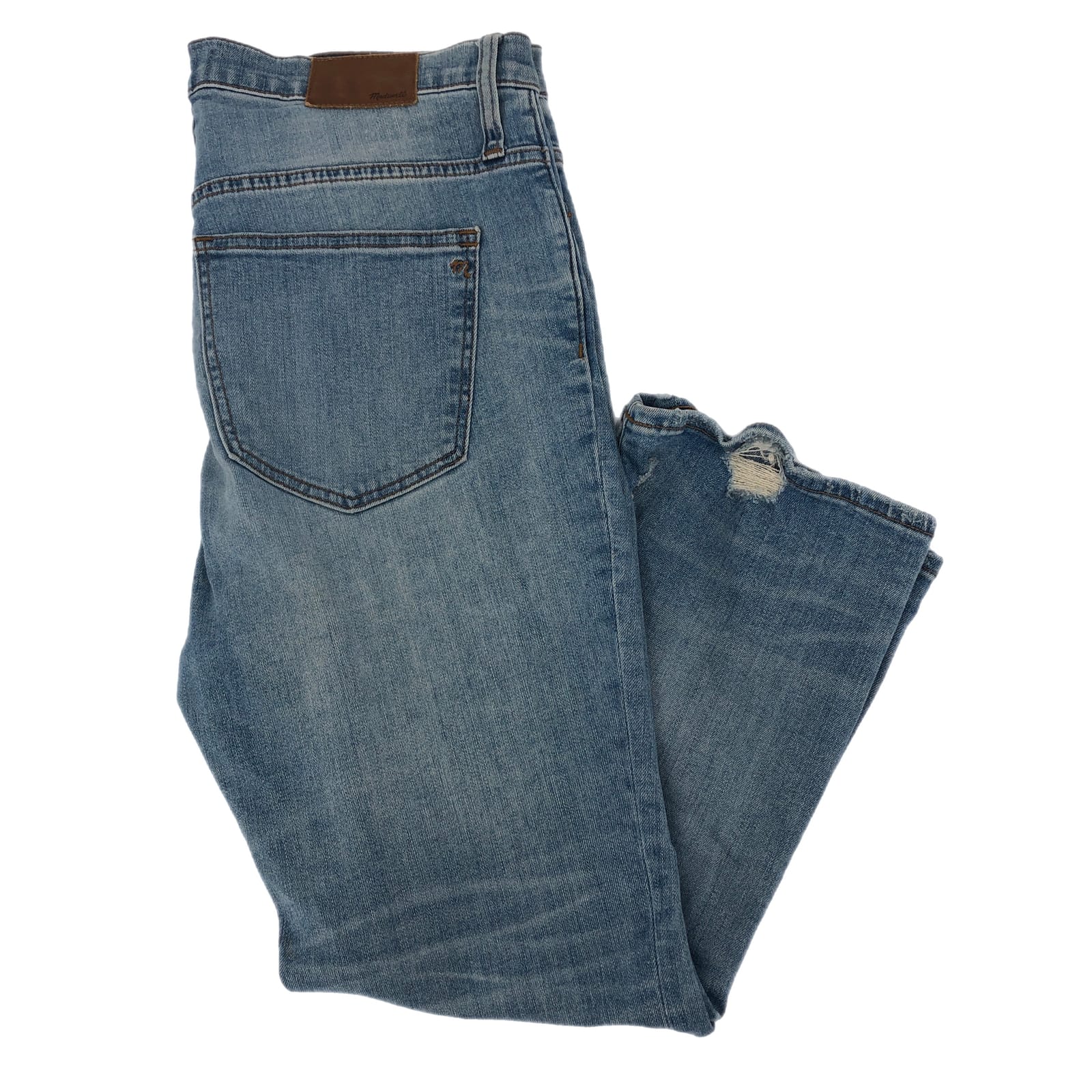 Madewell Blue Distressed Bootcut Jeans