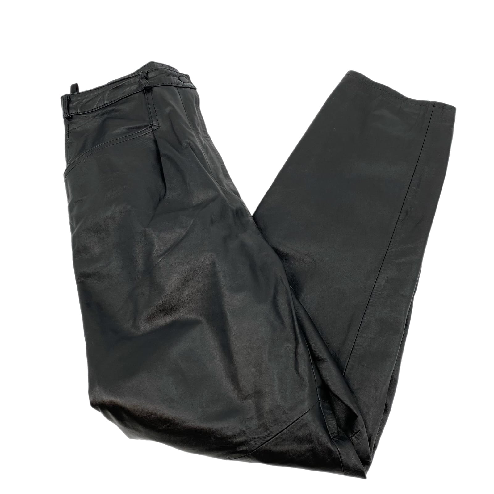 Brass Plum Black Leather Straight Leg Pants