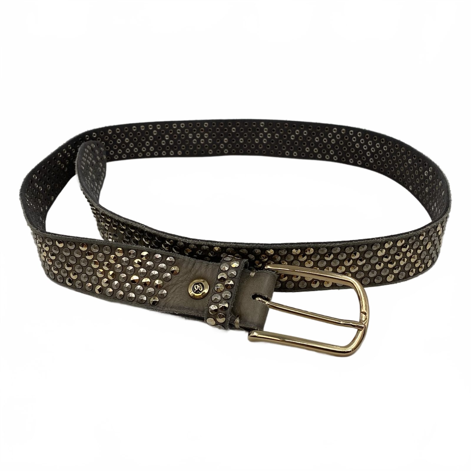 B. Belt Gray Silver Studded Leather Belt