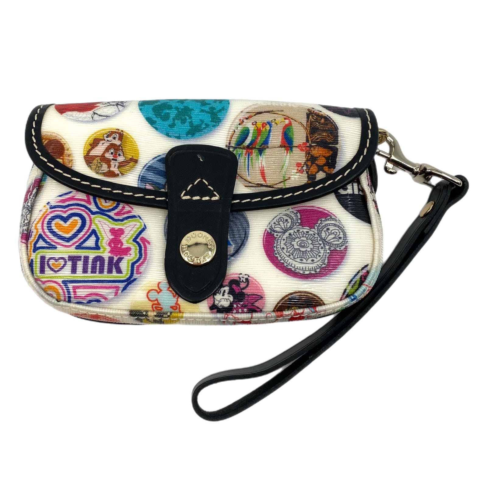 Dooney & Bourke White Black Disney Patch Wristlet