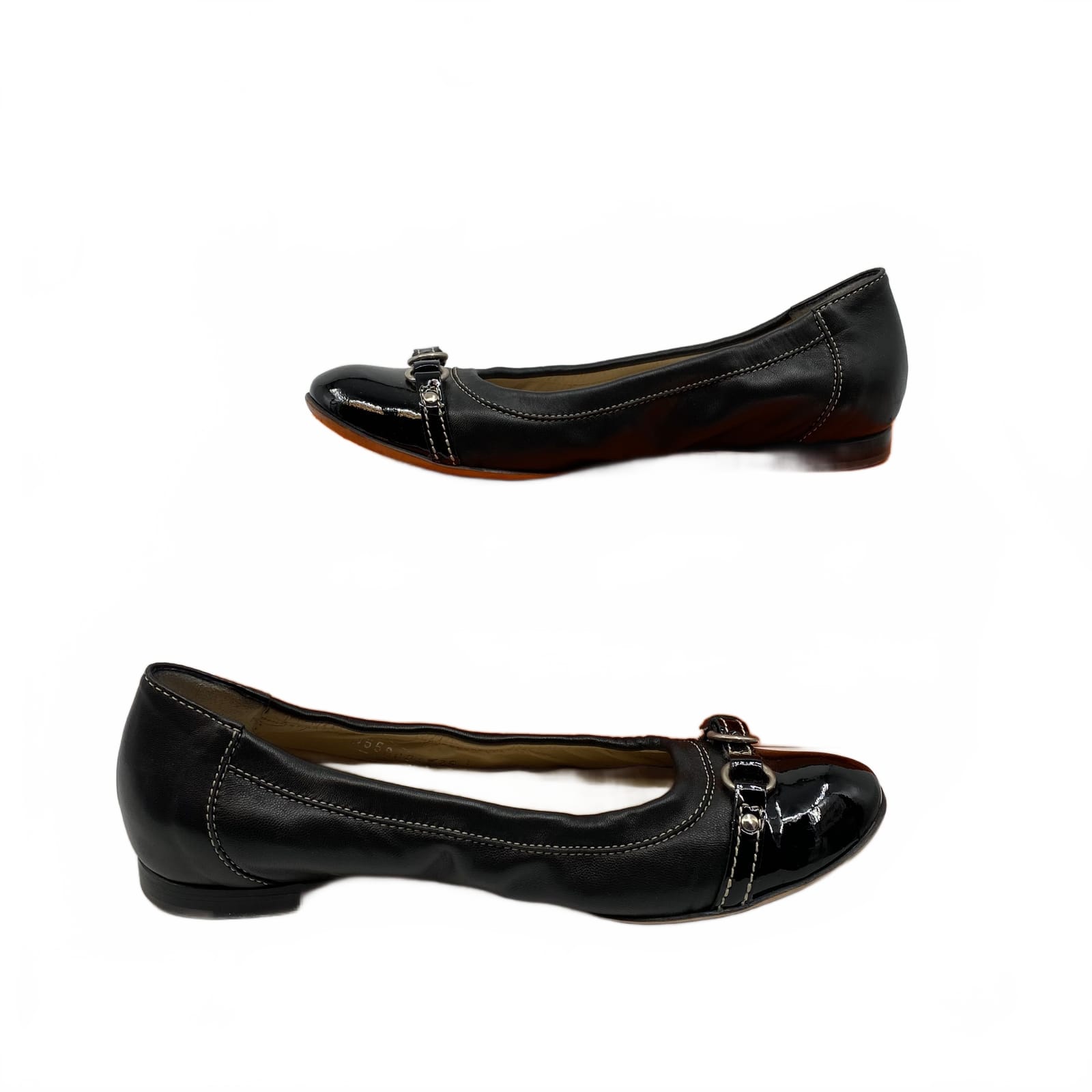Agl Black Leather Patent Flats