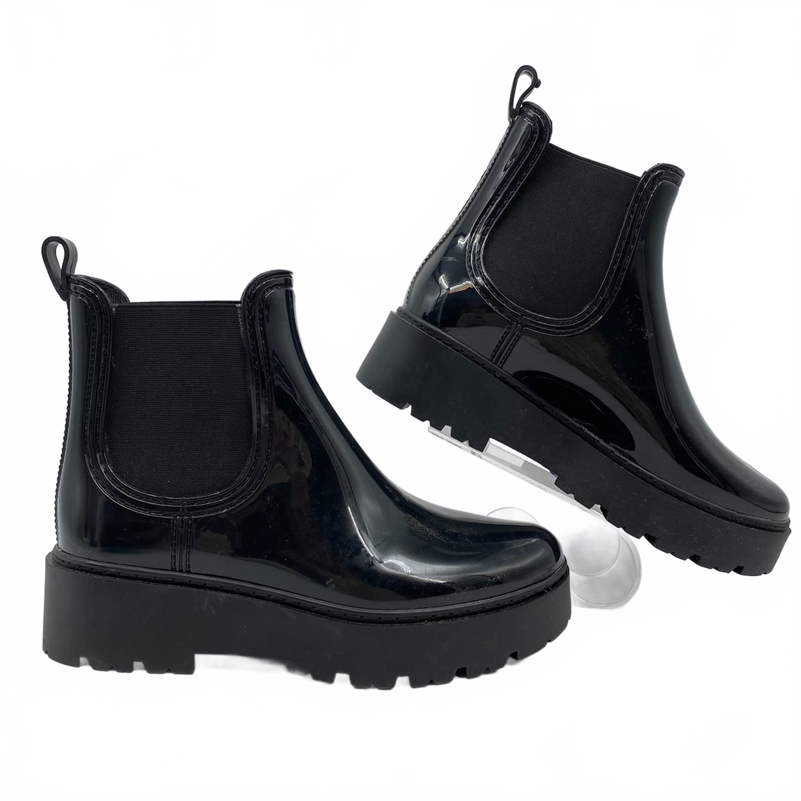 Dolce Vita Black Thunder Platform Rubber Ankle Boots