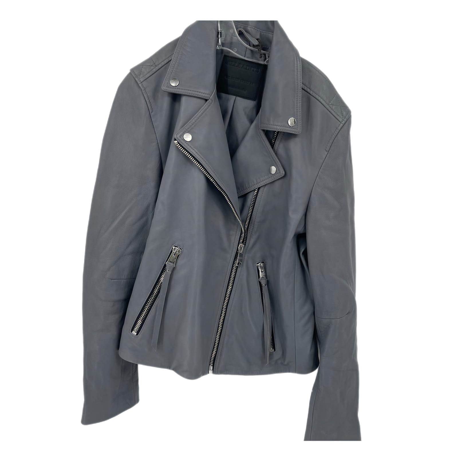 All Saints Gray Motorcycle Leather Jacket