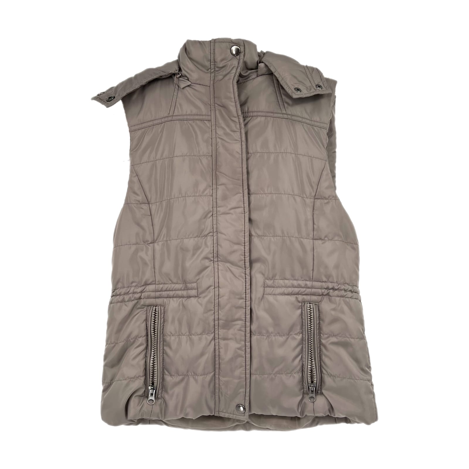 American Rag Taupe Fur Trim Hood Puffer Vest