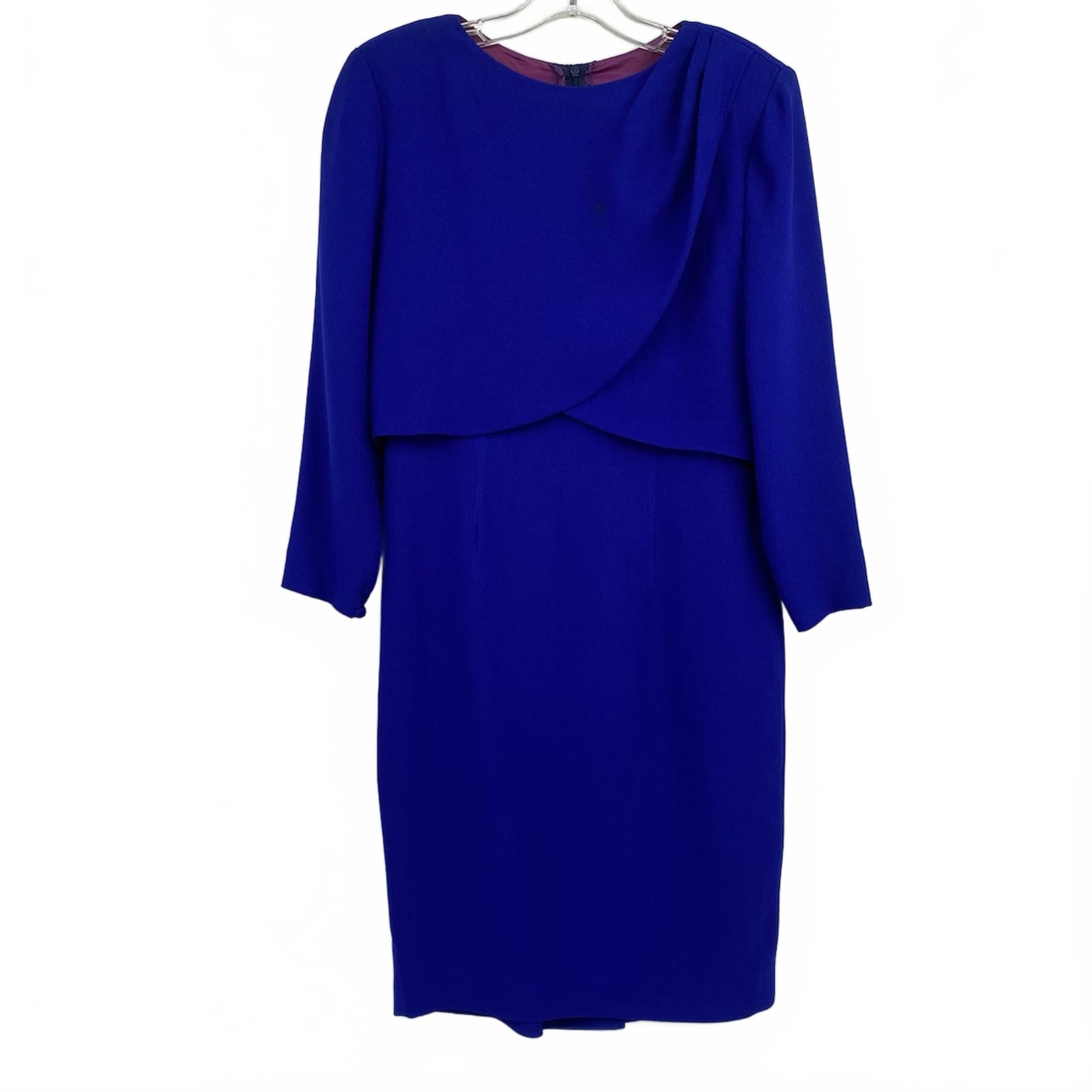 Dior Blue Faux Wrap Shoulder Pad Mini Dress