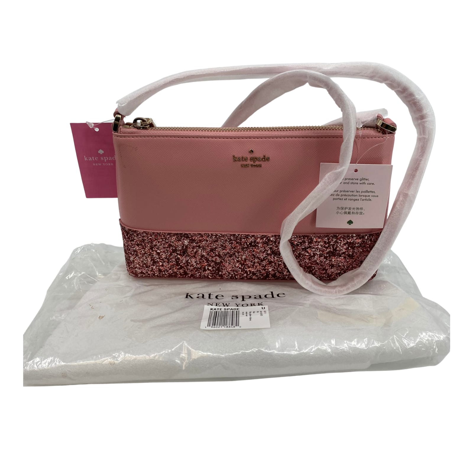 Kate Spade Pink Leather Glitter Crossbody Bag