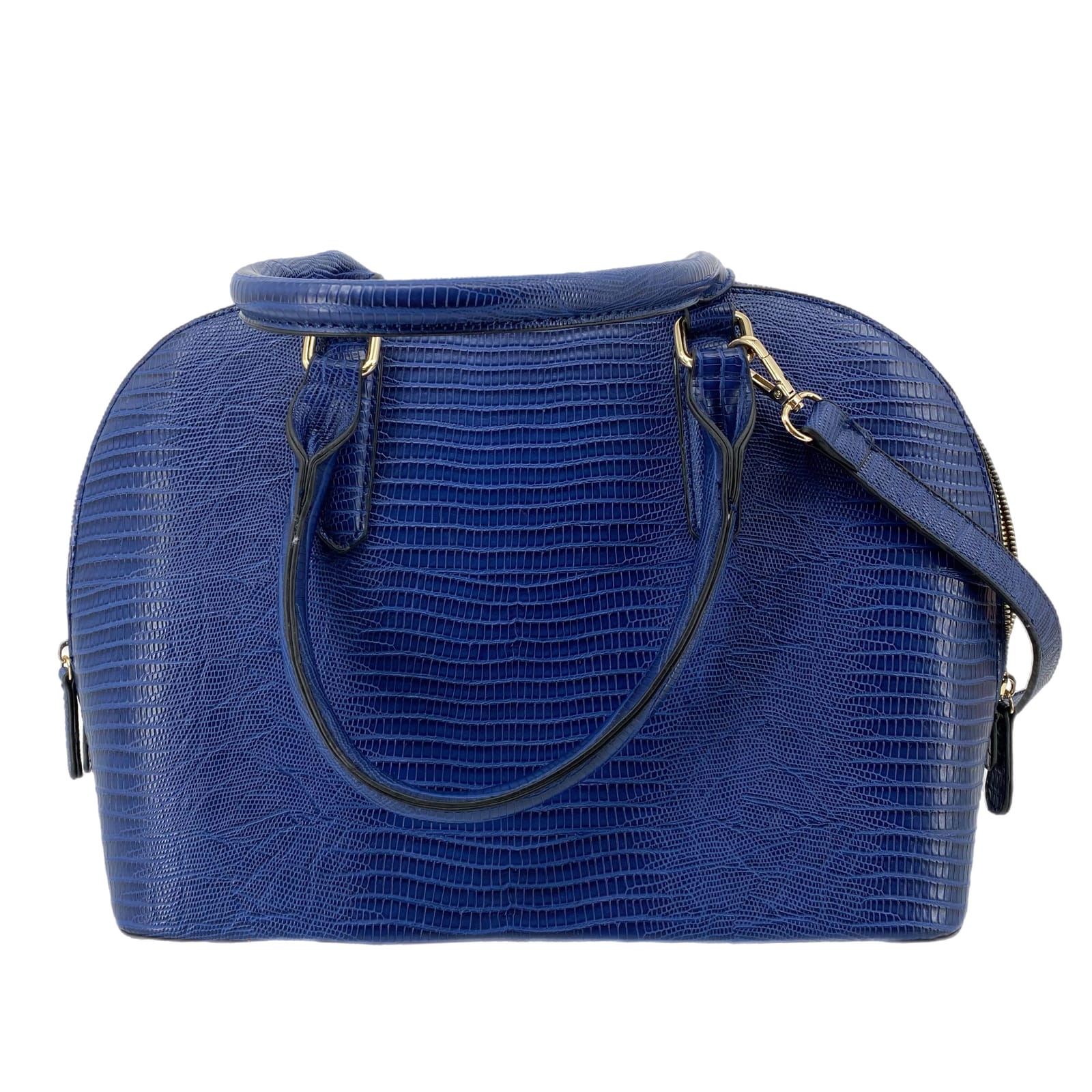 Classic Blue Zip Closure Shoulder Skin Print Bag