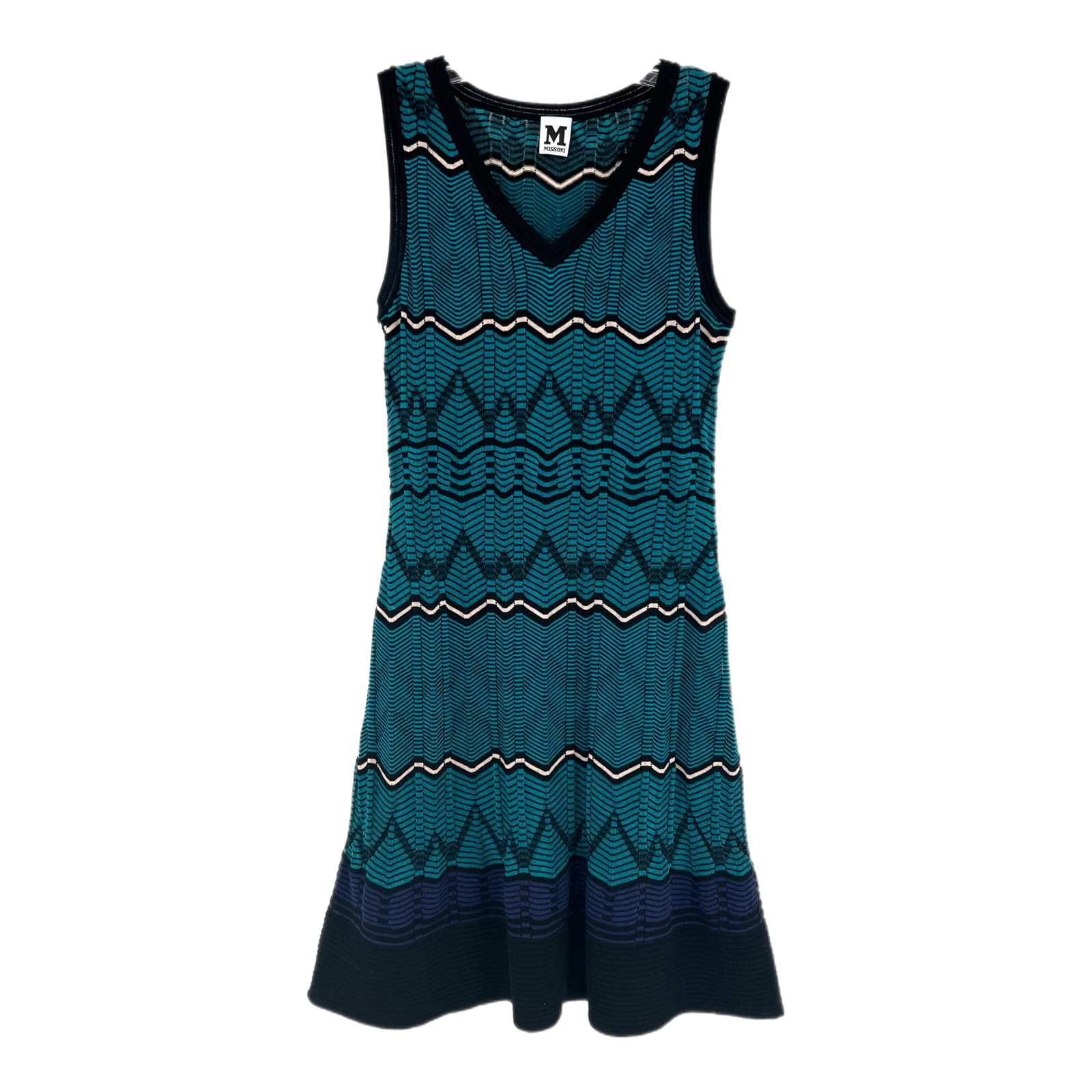 Missoni Blue Black Chevron A-Line Mini Dress