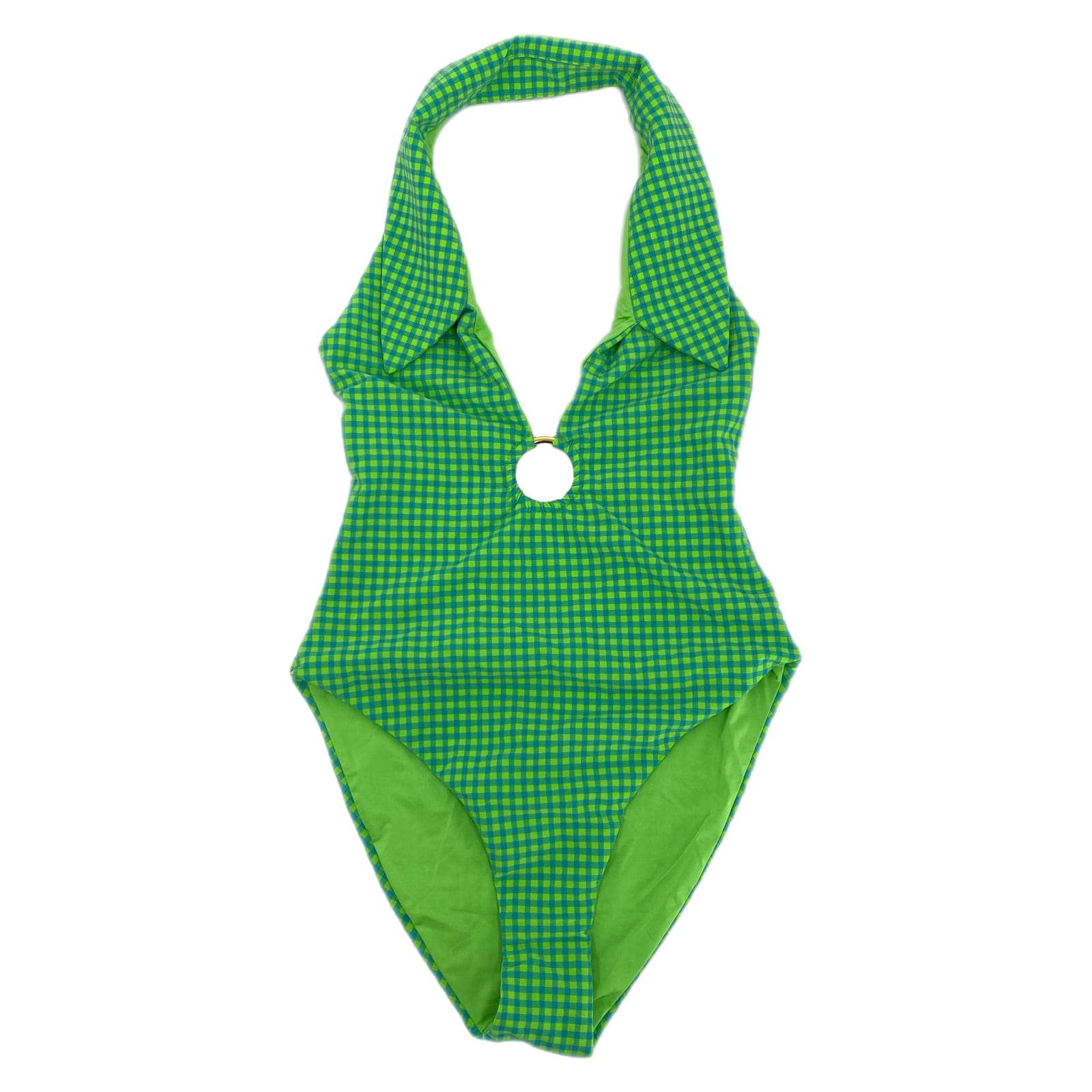 WeWoreWhat Green Blue Collared Gingham One Piece