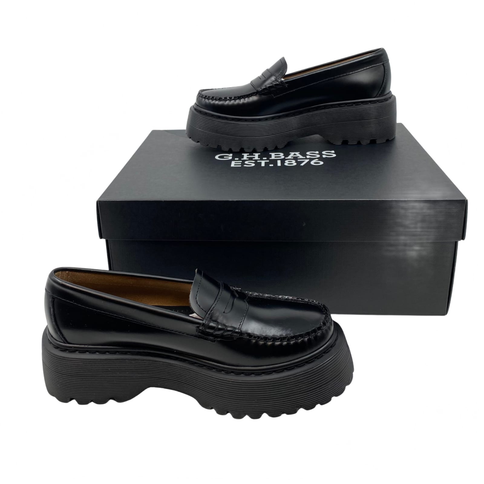 G.H. Bass & Co. Black Leather Platform Loafer