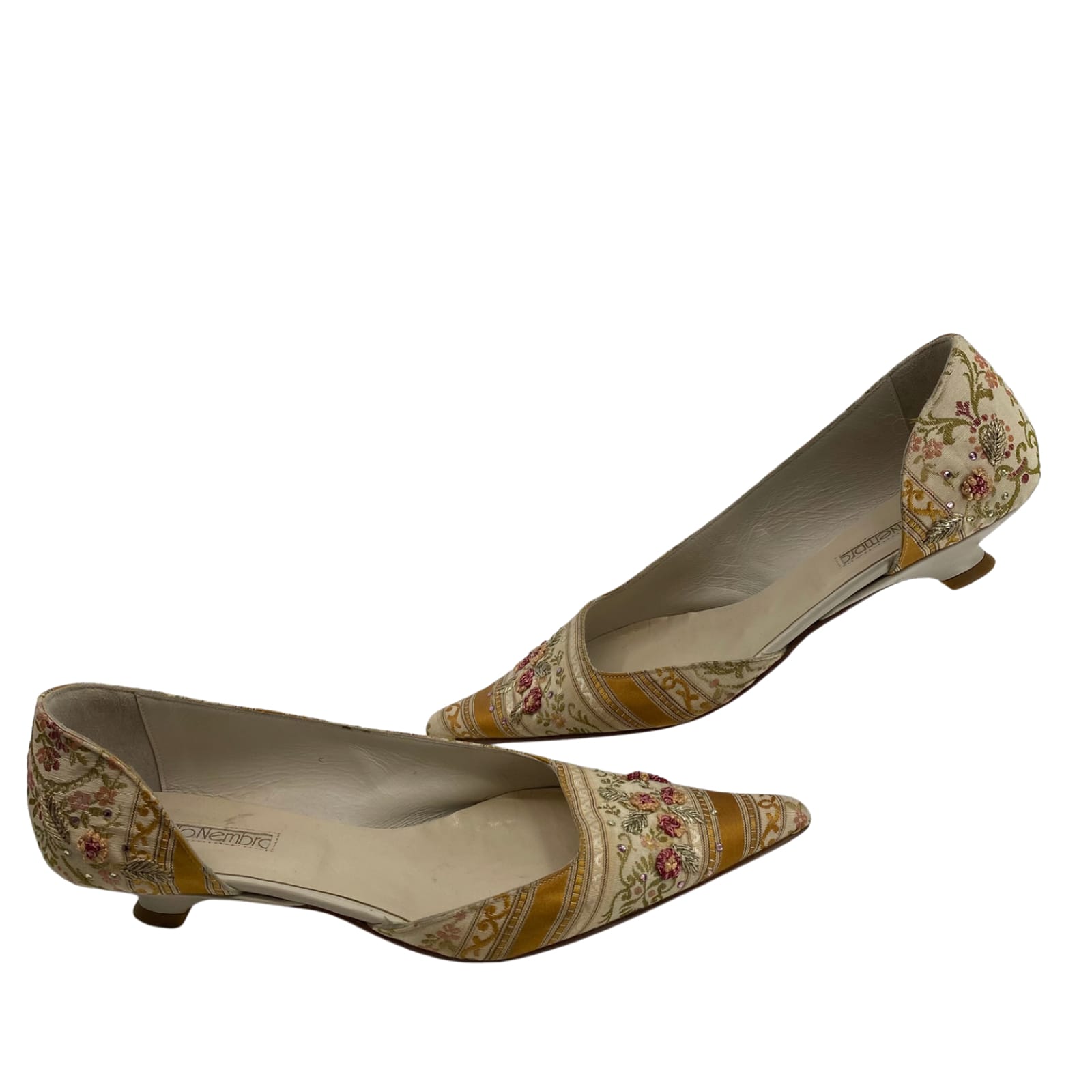 NelloNembro Cream & Orange Beaded Heel Boots