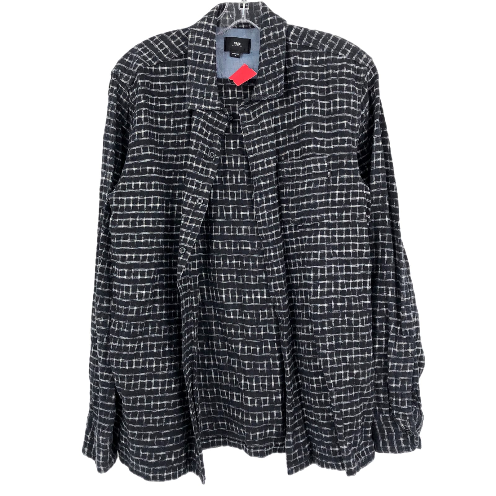 Obey Black and White Plaid Button-Up Shirt