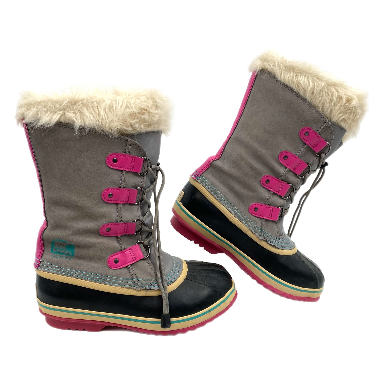Sorel Gray Pink Leather Snow Boots