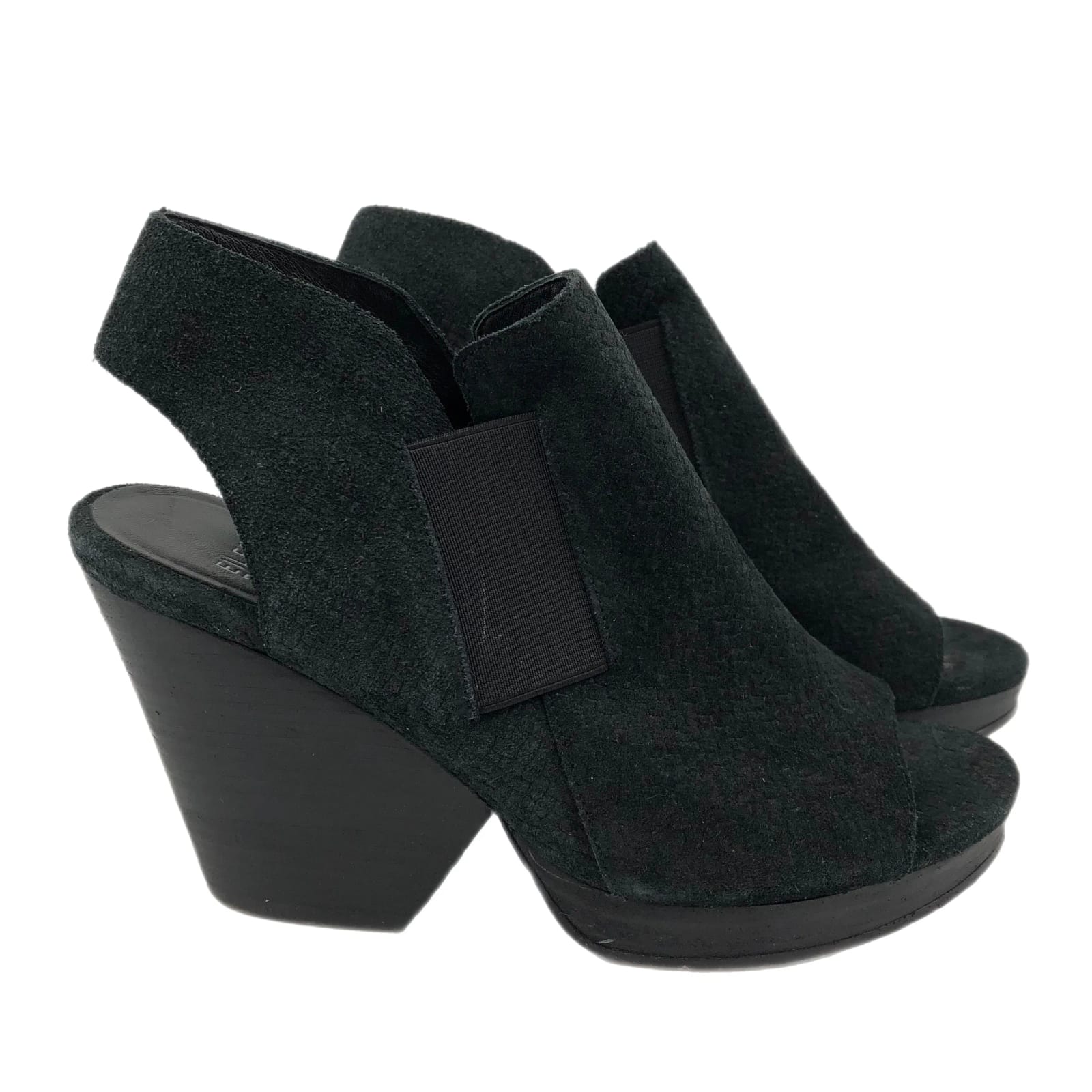 Eileen Fisher Black Leather Peep Toe Sandals