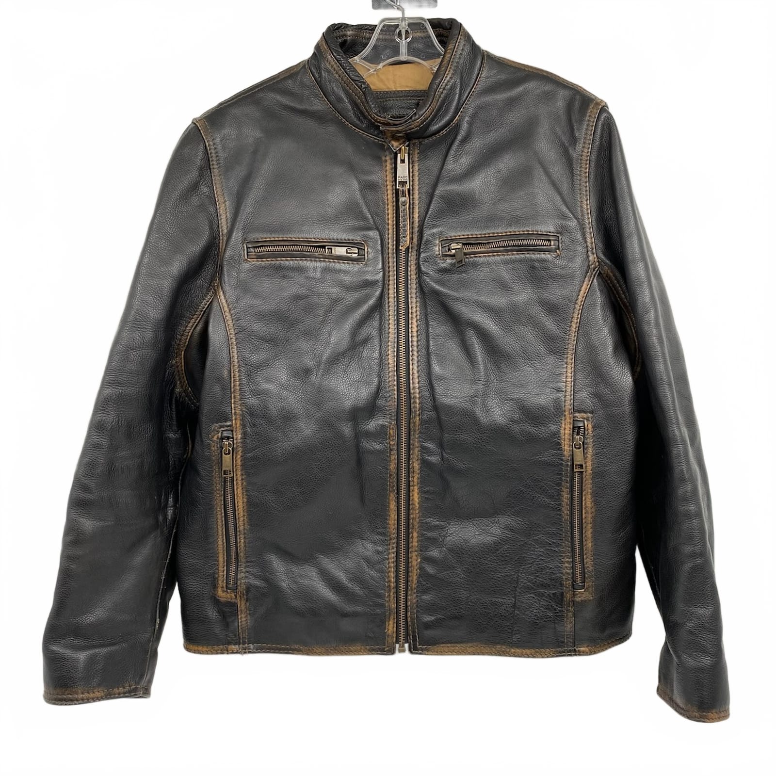 Marc New York Brown Distressed Leather Jacket