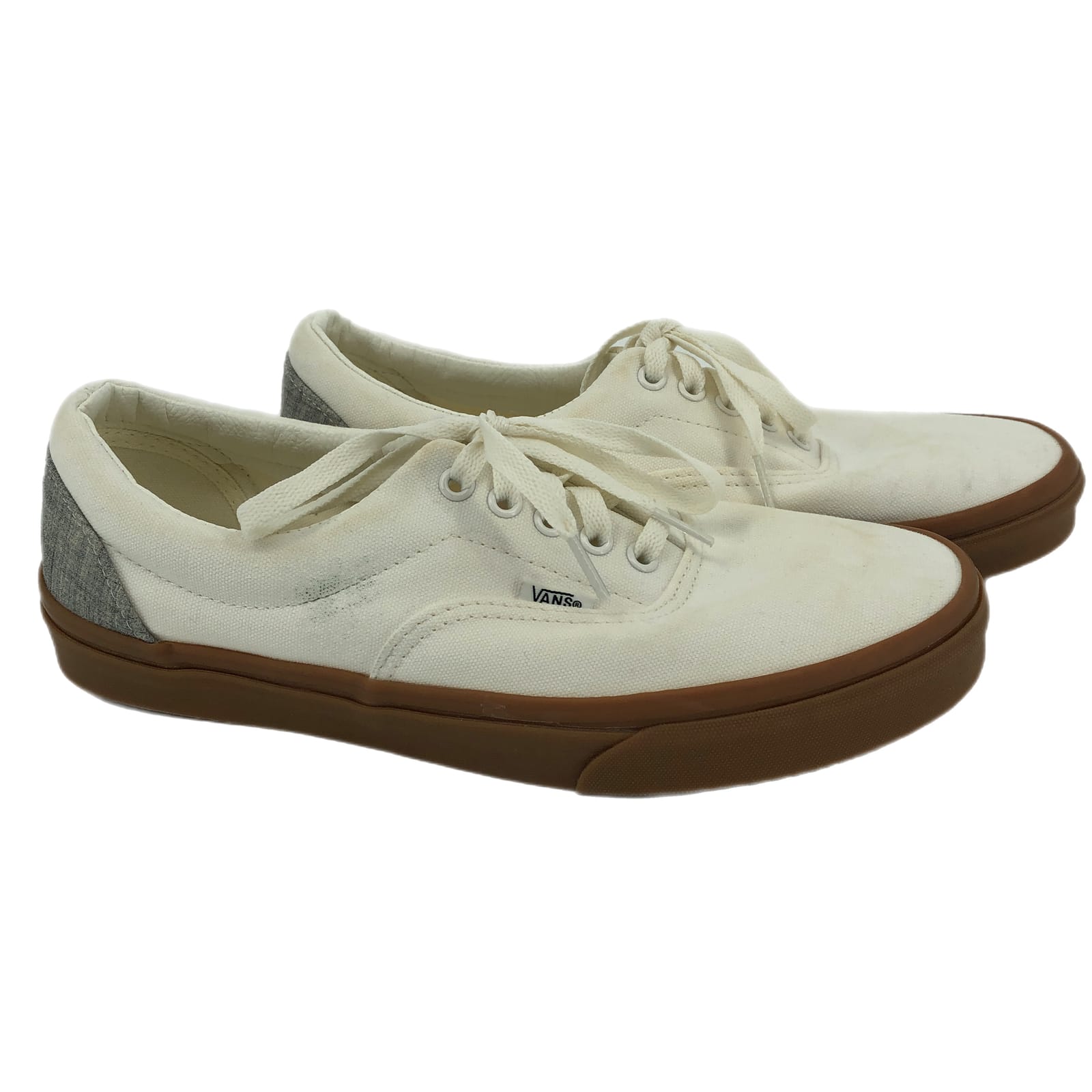 Vans White & Gray Textile Slip-On Sneakers