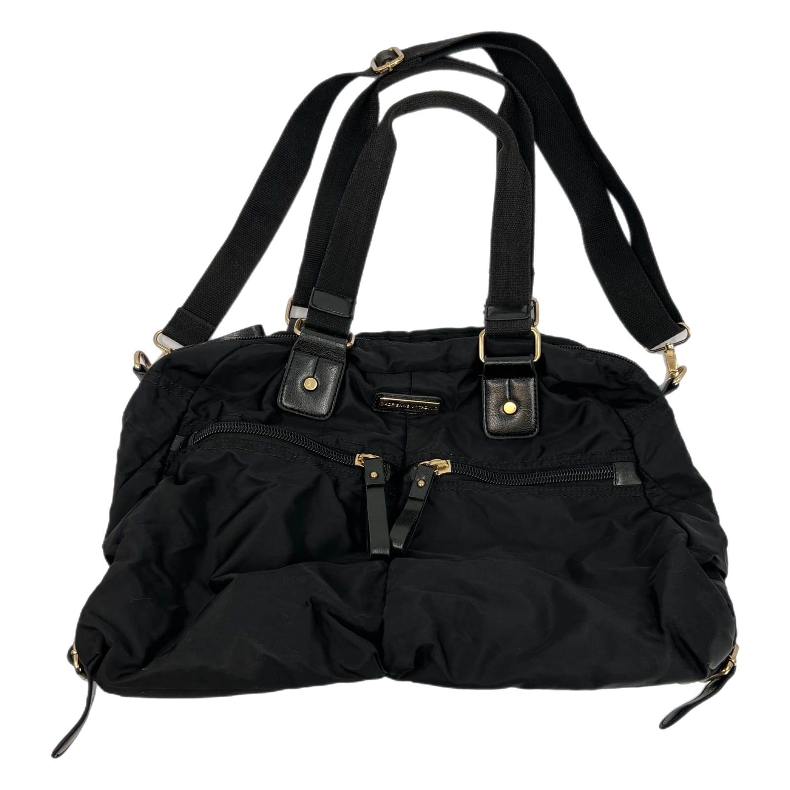 Adrienne Vittadini Black Zip Travel Duffle Bag