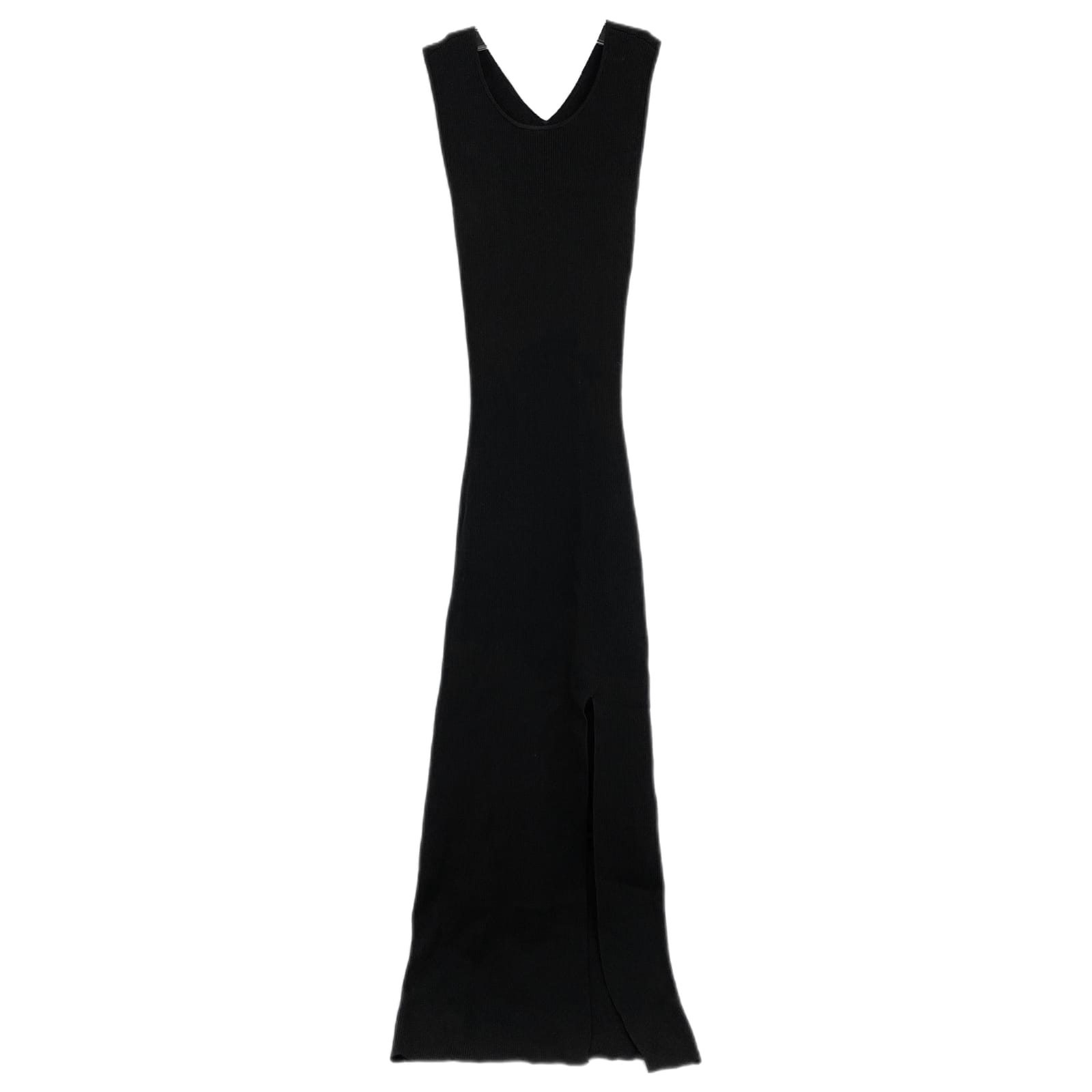 Babaton Black Ribbed Knit Cut-Out Back Maxi Dress