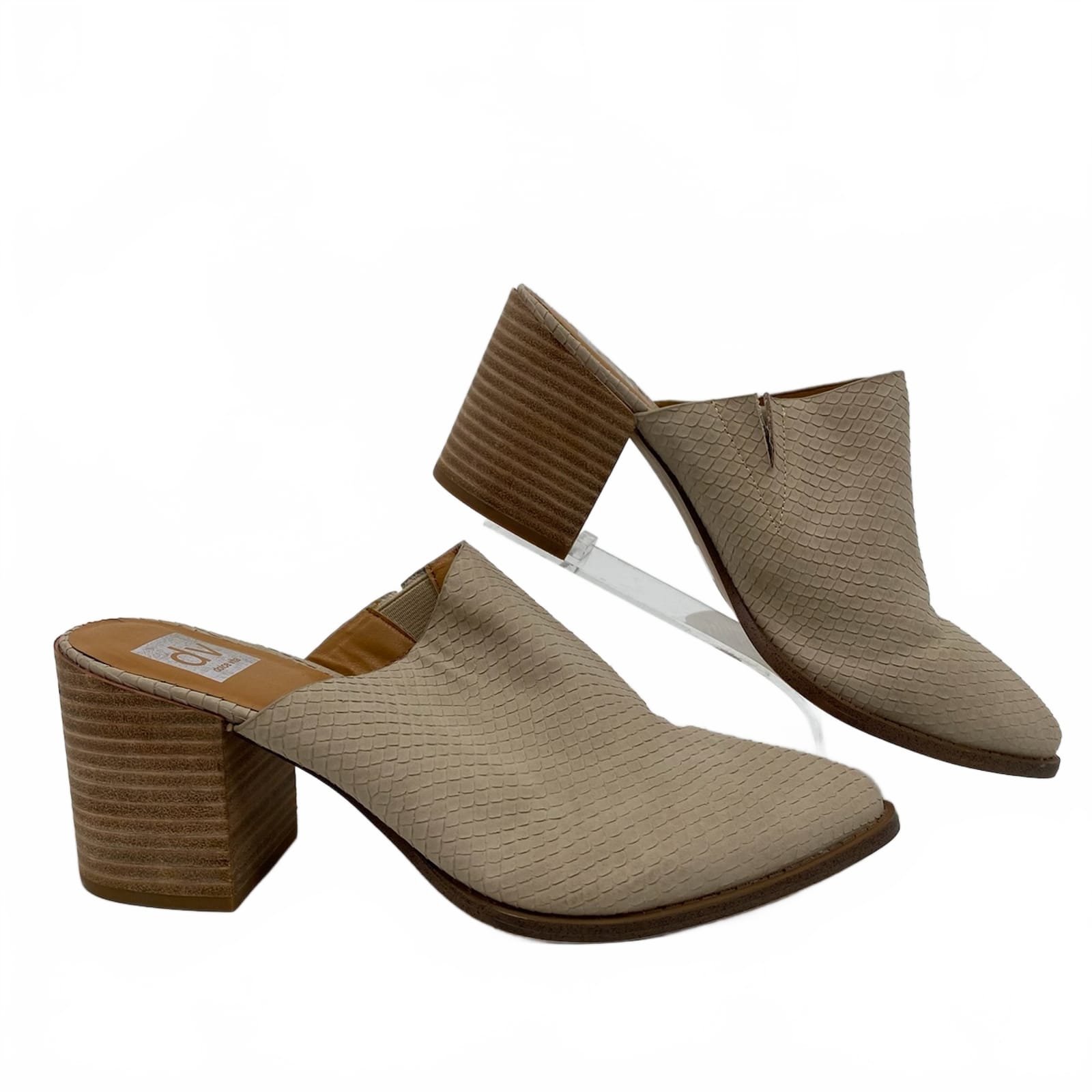 Dolce Vita Beige Faux Leather Pointed Toe Heeled Mules