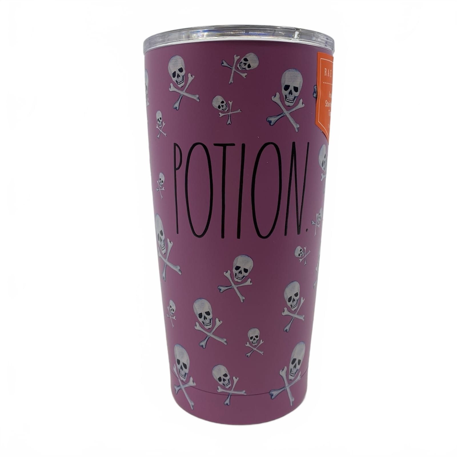 Rae Dunn Purple White Potion Skulls 17oz Travel Tumbler
