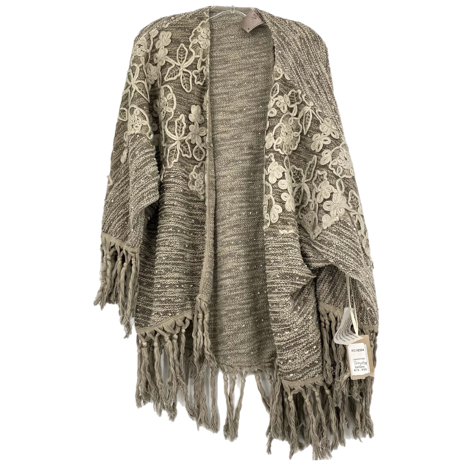 Classic Gray & Beige Floral Cardigan