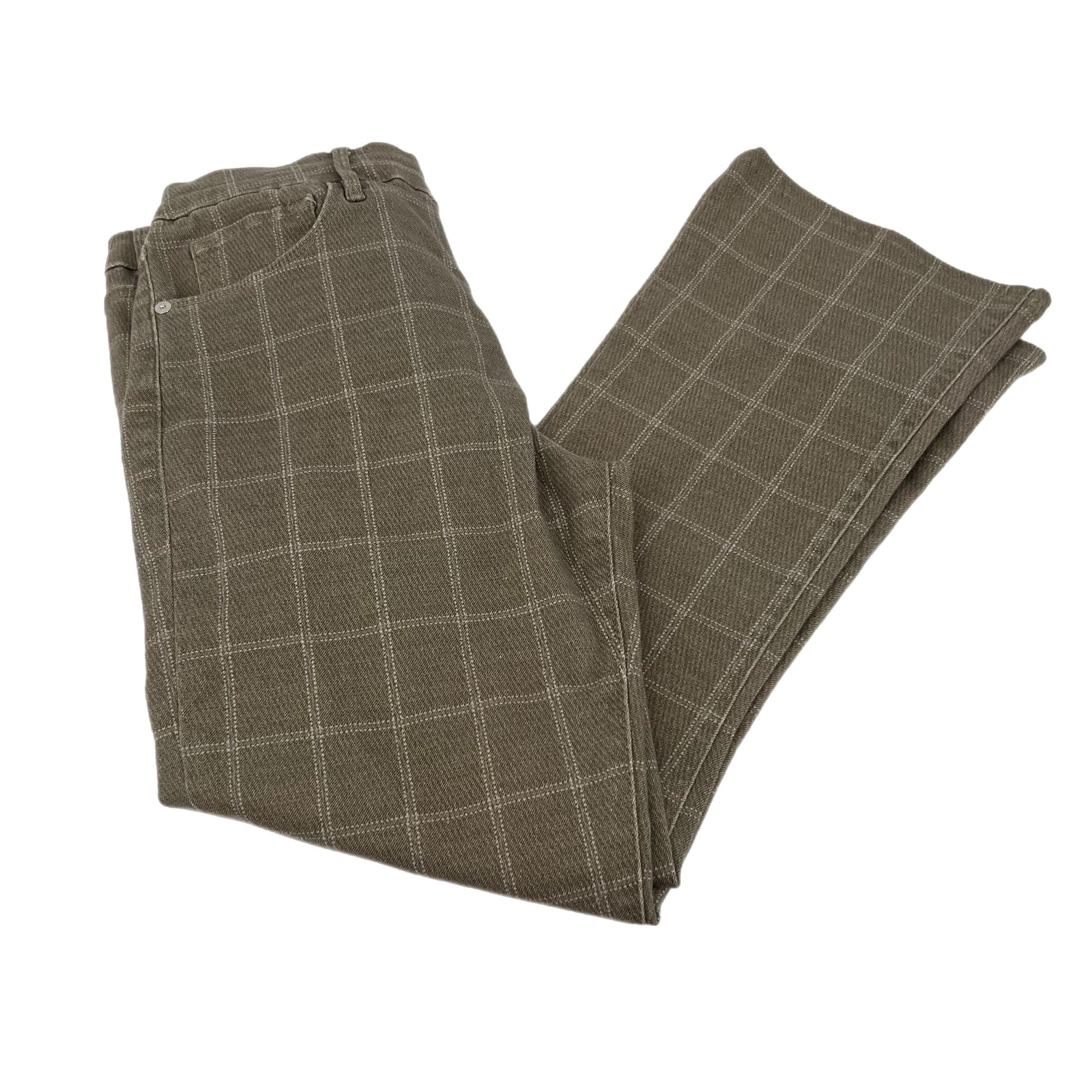 Frame Brown Plaid Crop Boot Trousers