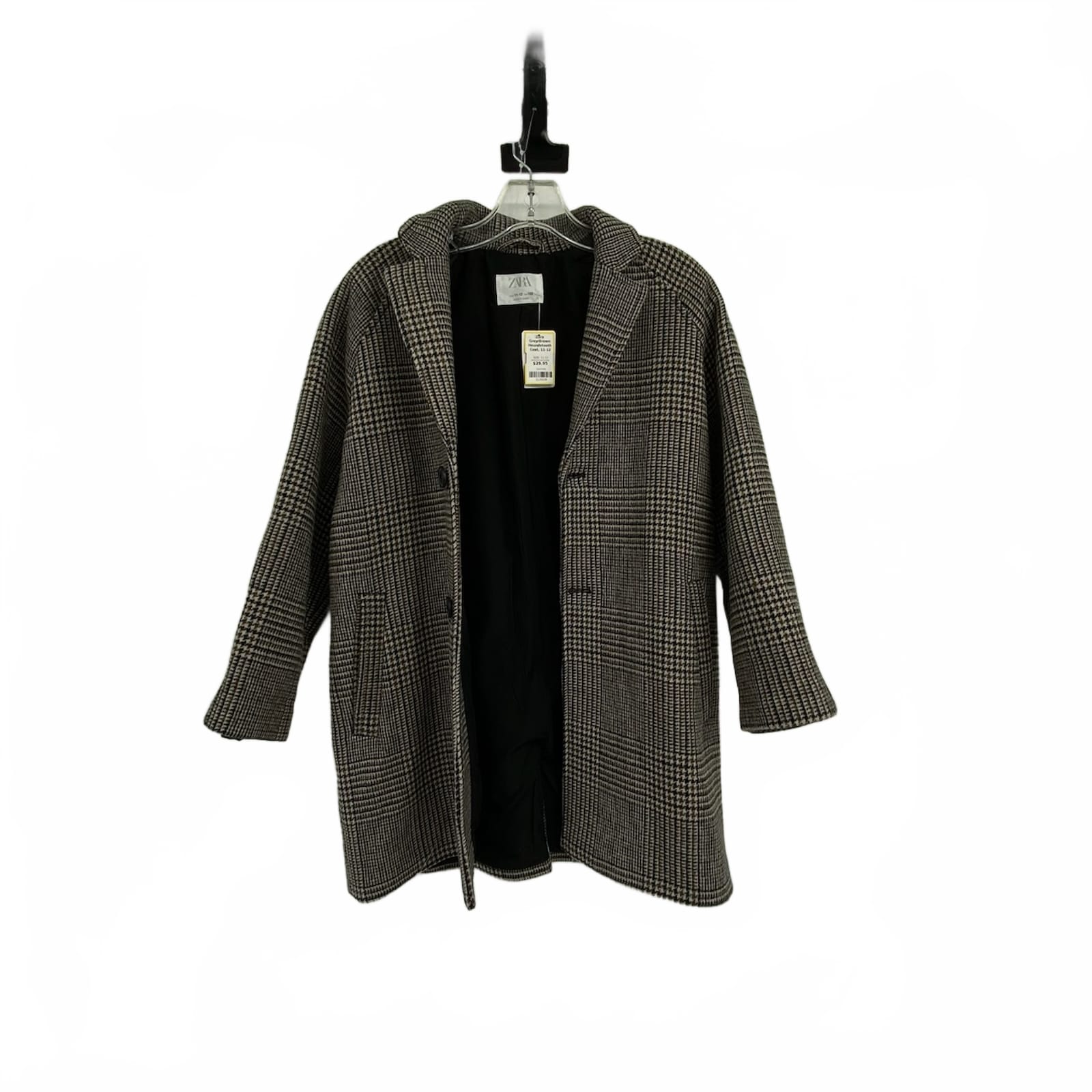 Zara Black Houndstooth Wool-Blend Jacket