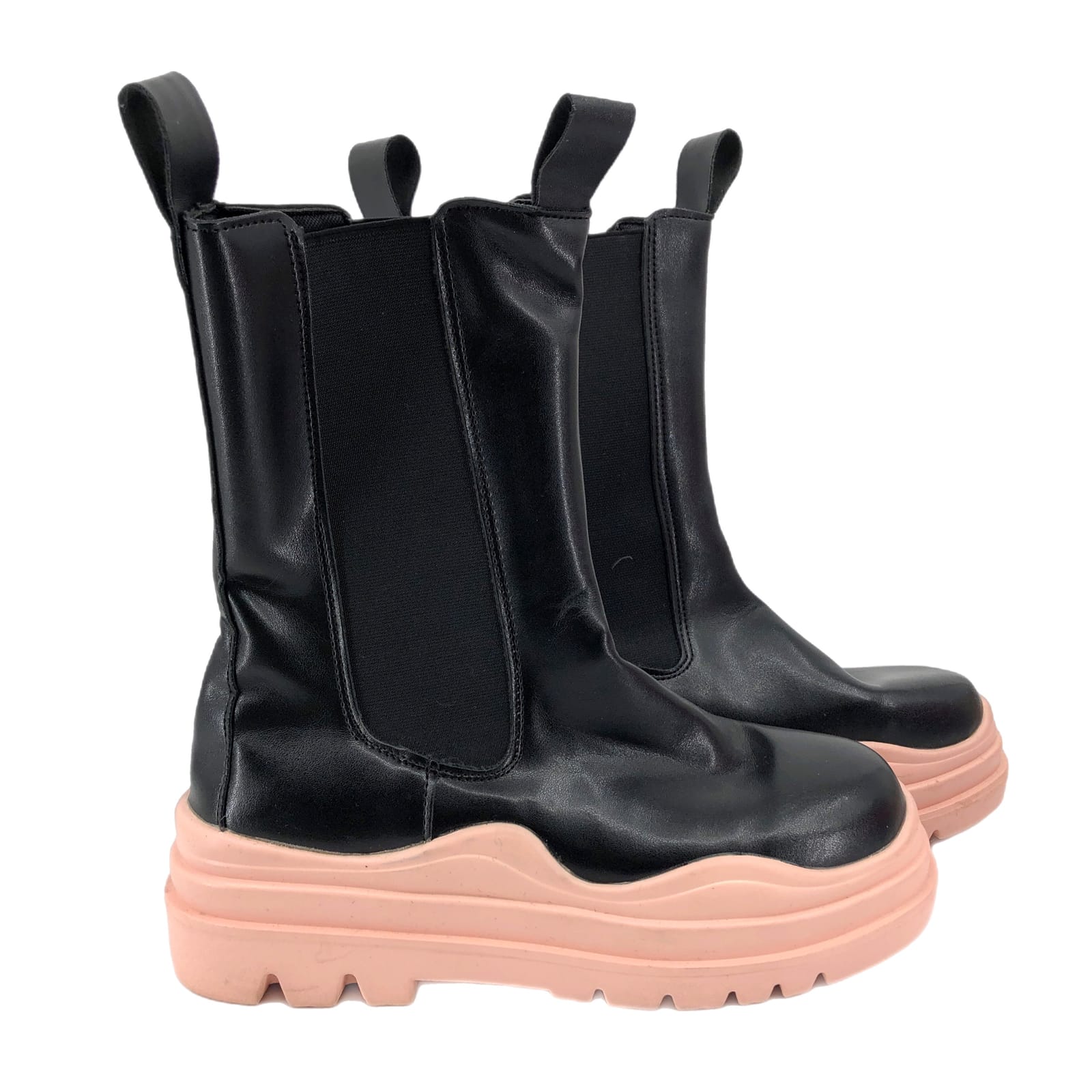 Chic Black & Pink Platform Boots