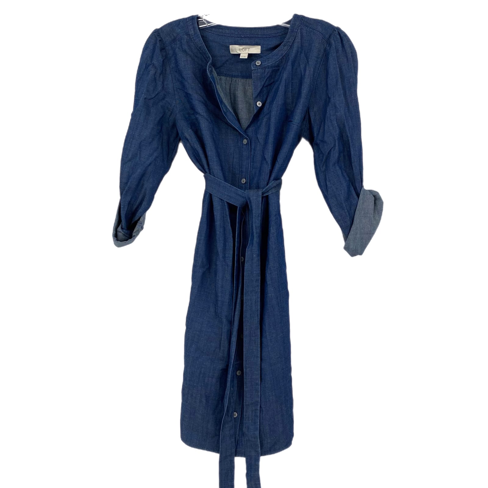 LOFT Blue Shirt Dress Denim Long Sleeve
