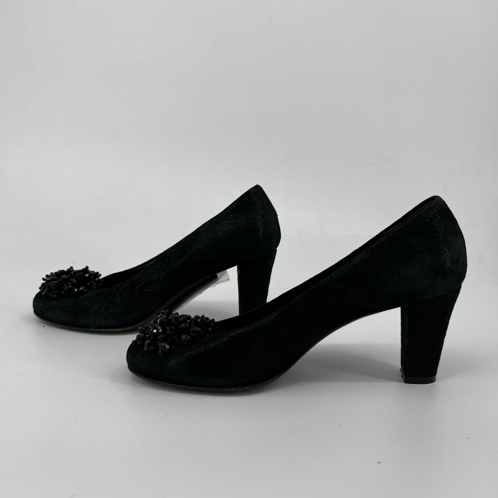 AGL Black Beaded Flower Heels