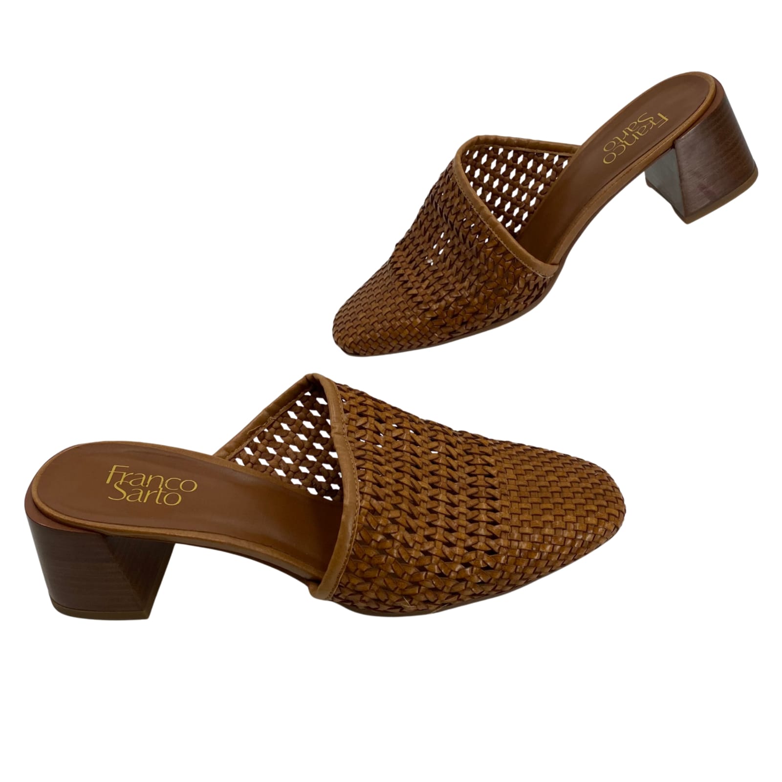 Franco Sarto Brown Woven Block Heel Shoes