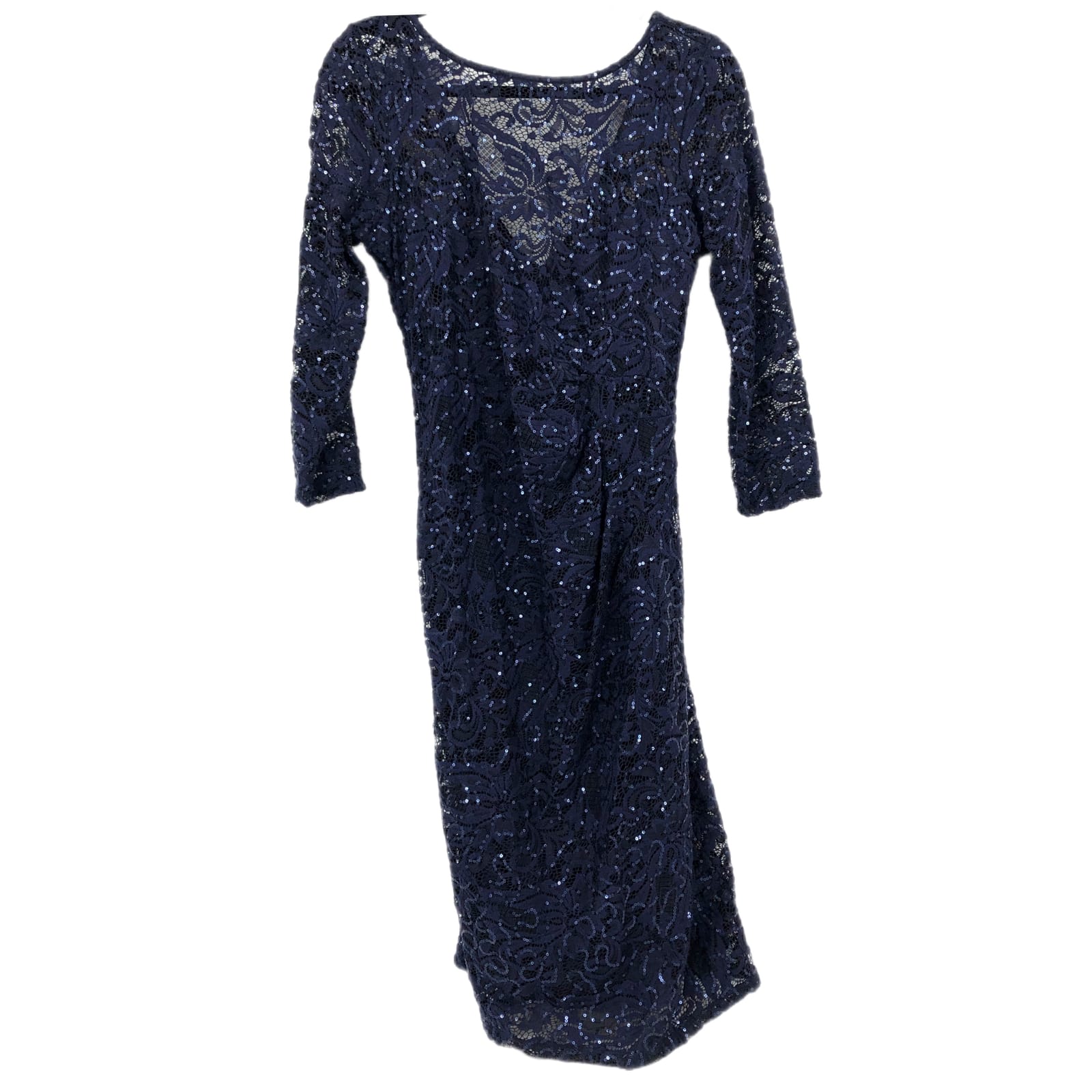 MARINA Blue and Black Long Sleeve Dress