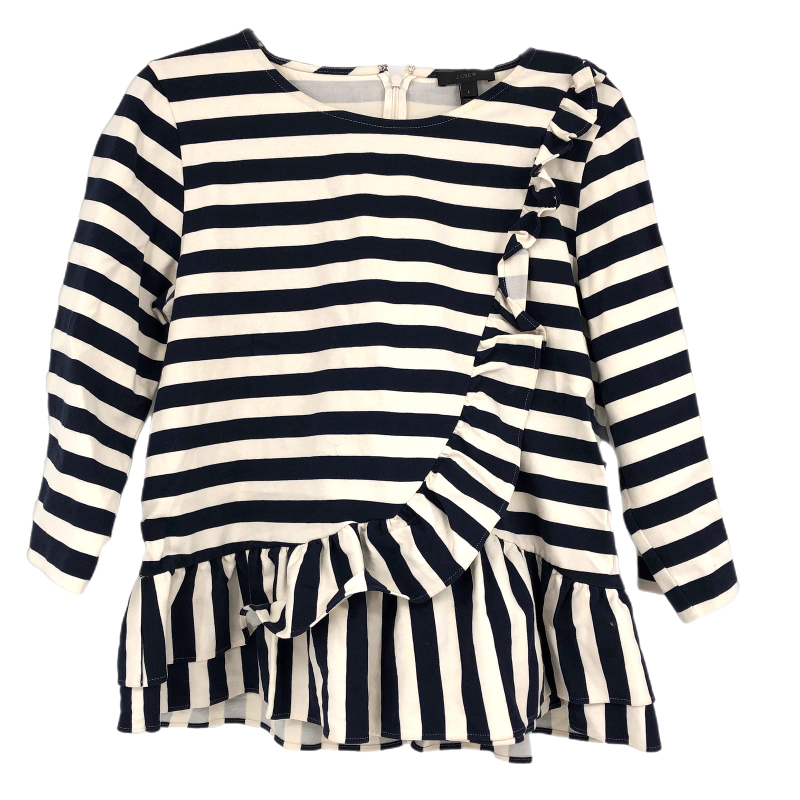 J. Crew Blue and Cream Striped Tunic Sweater