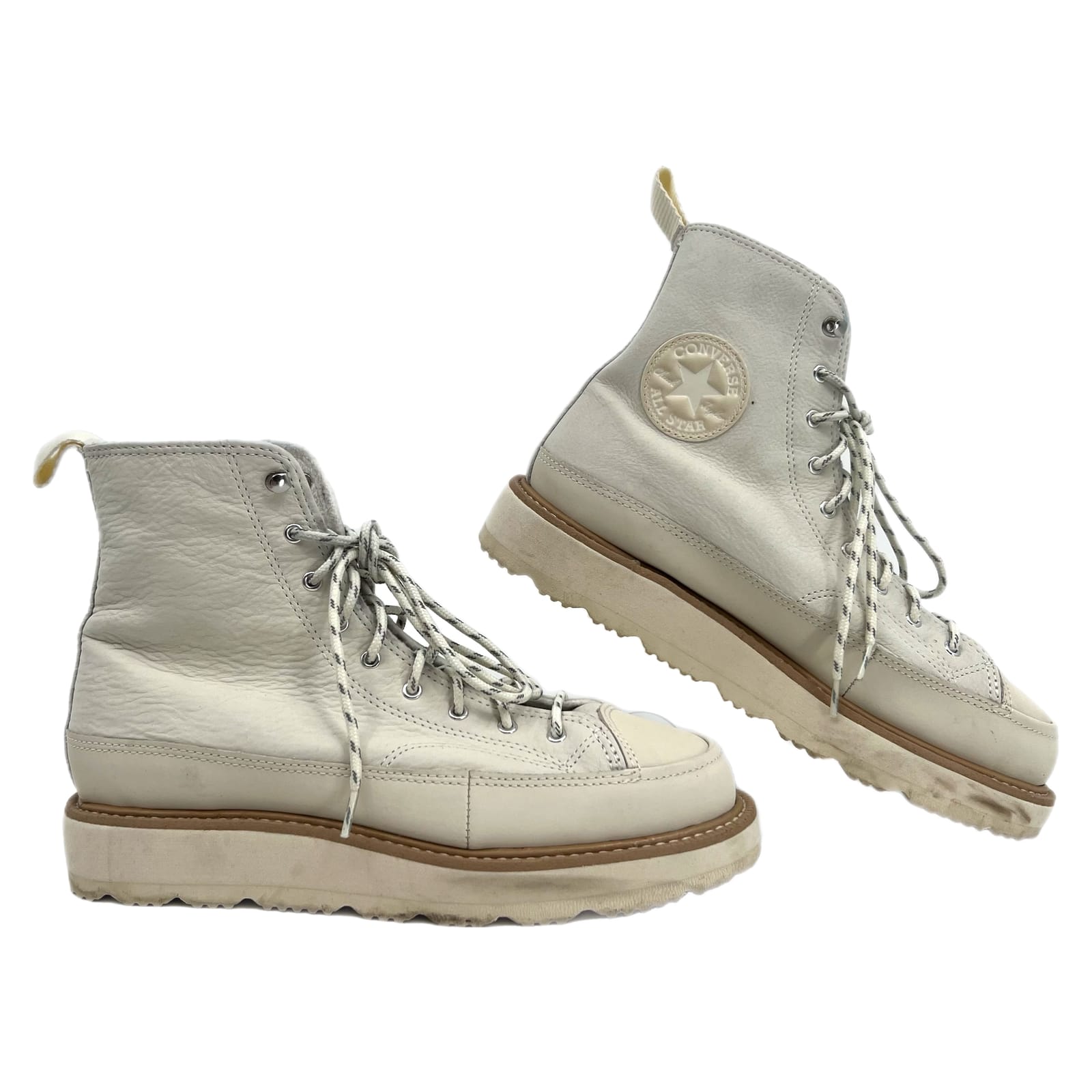 Converse Cream Leather High Top Boot Sneakers