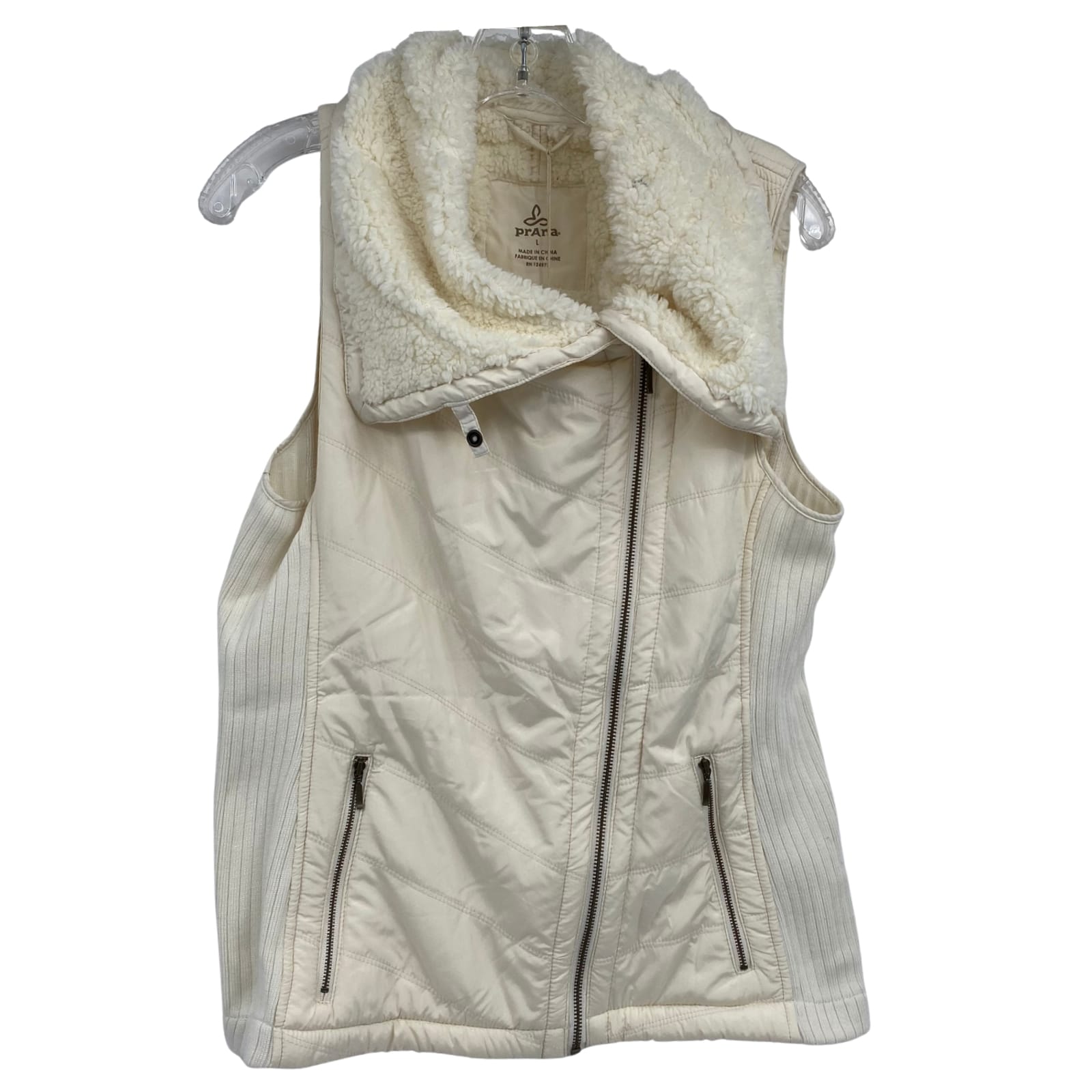 Prana White Fleece Sleeveless Vest