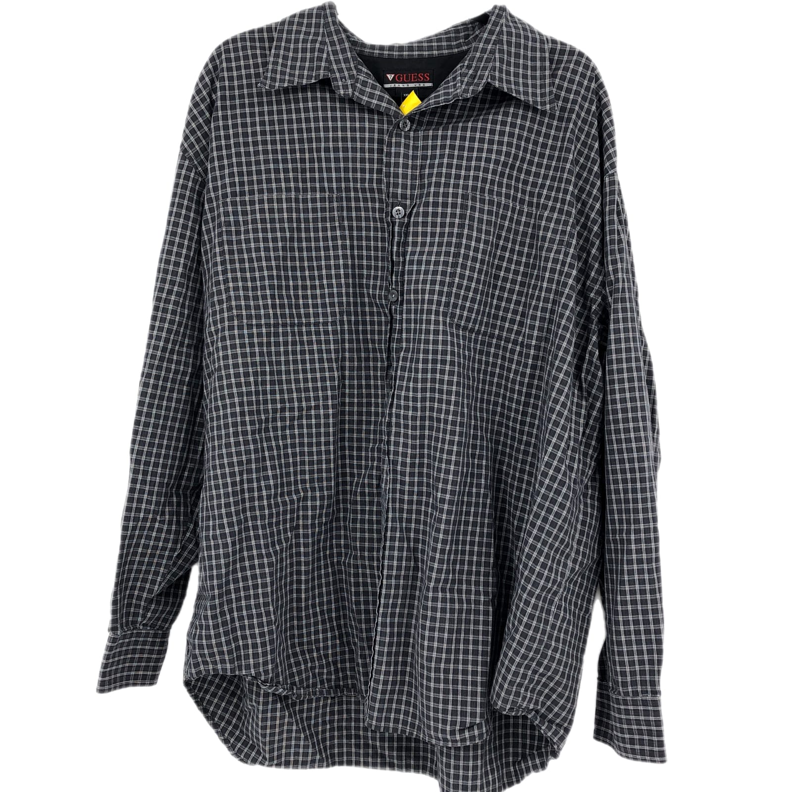 Guess Gray Plaid Button-Up Casual Shirt