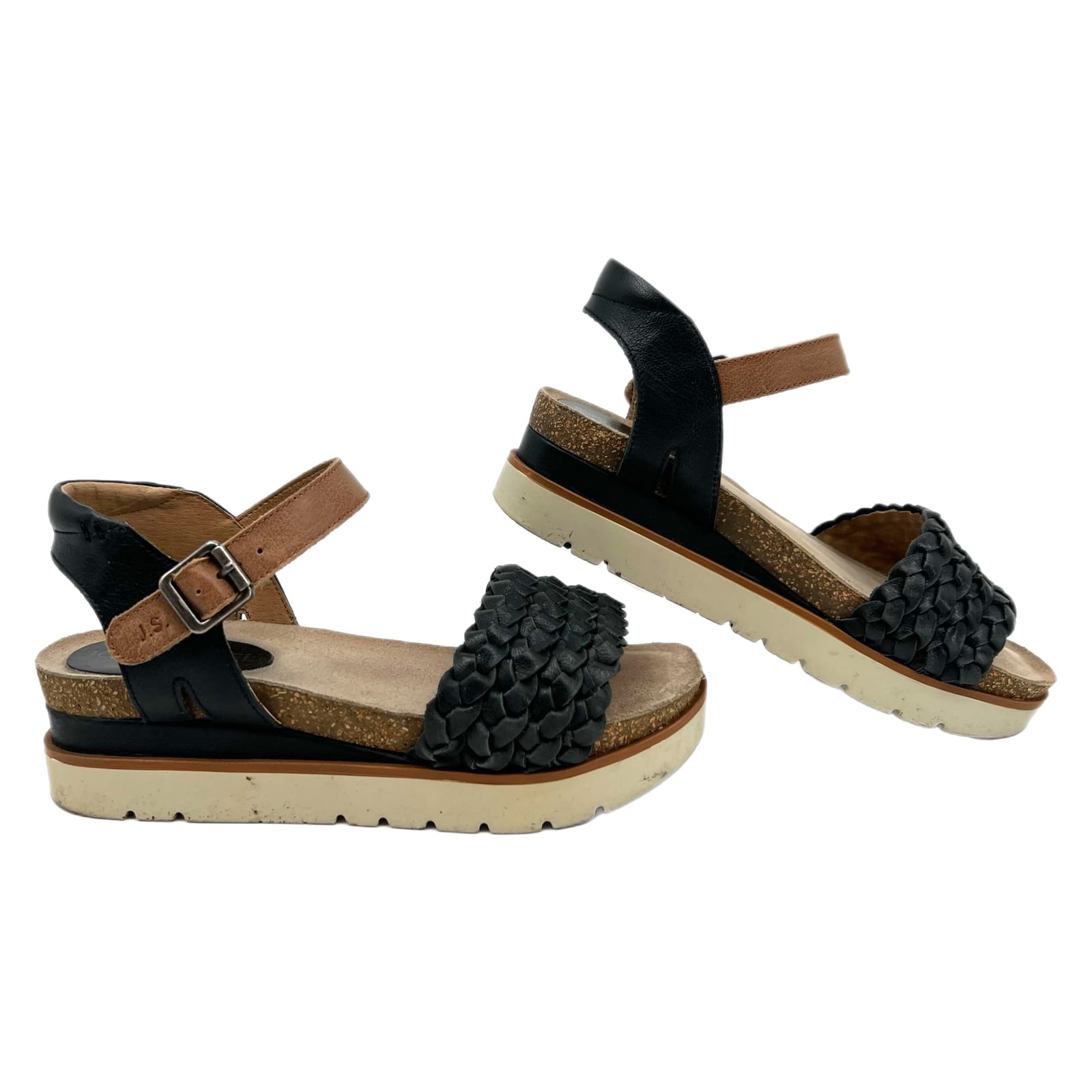 Josef Seibel Black and Brown Platform Sandals