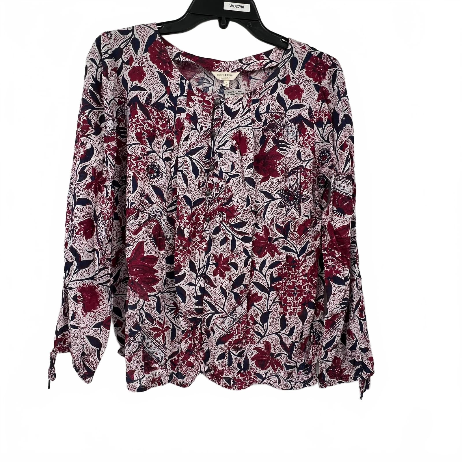 Lucky Brand White/Red/Black Floral Blouse