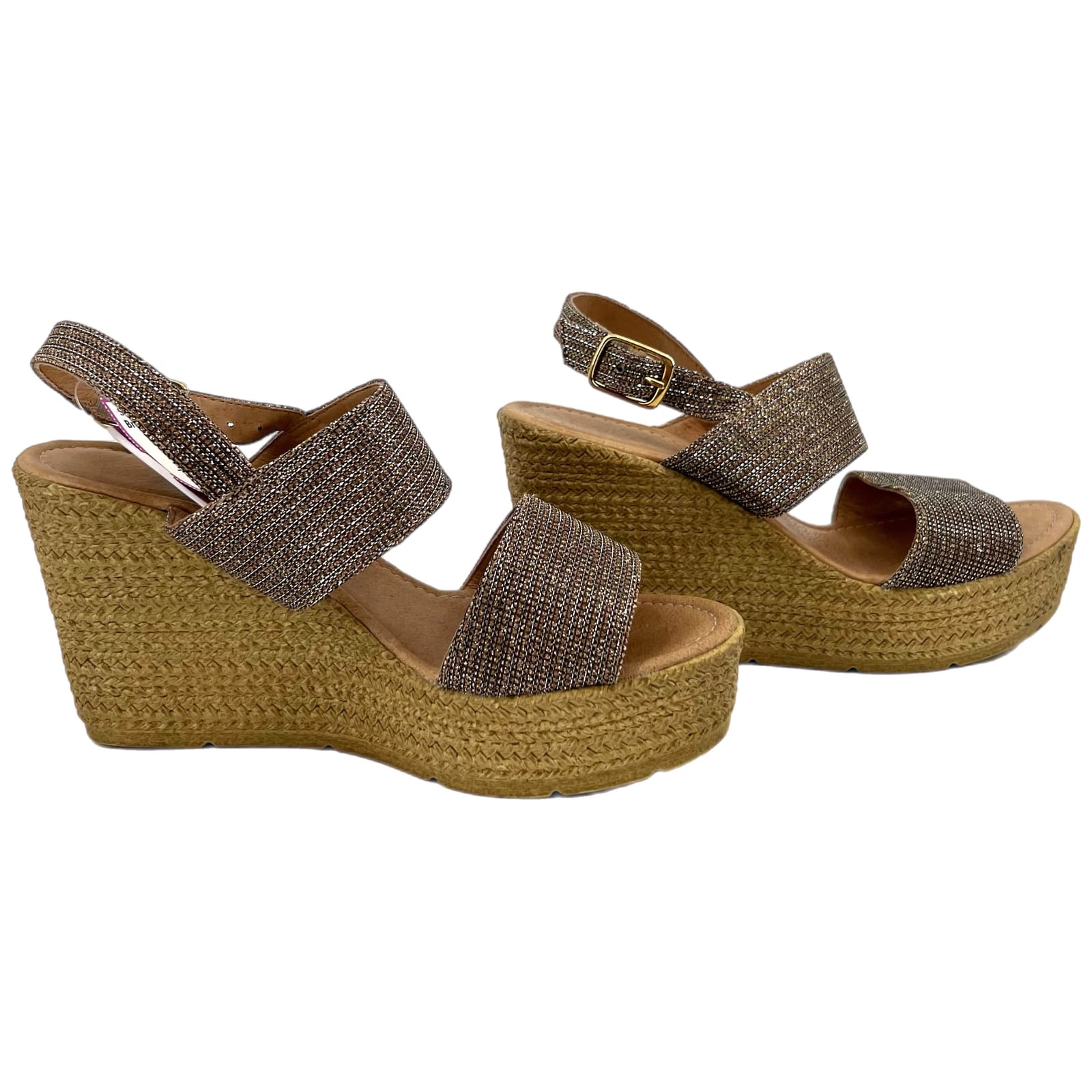 Seychelles Brown/Pink Glitter Wedge Heels