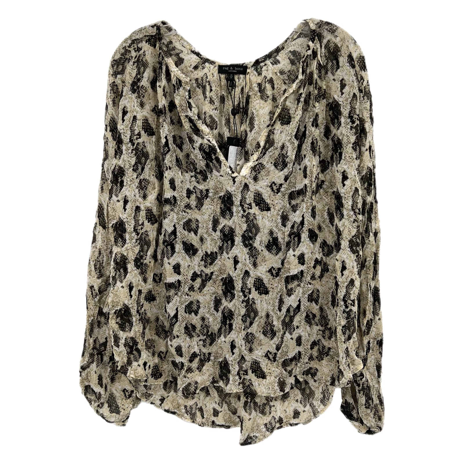 Rag & Bone Beige Black Snakeskin Peasant Blouse