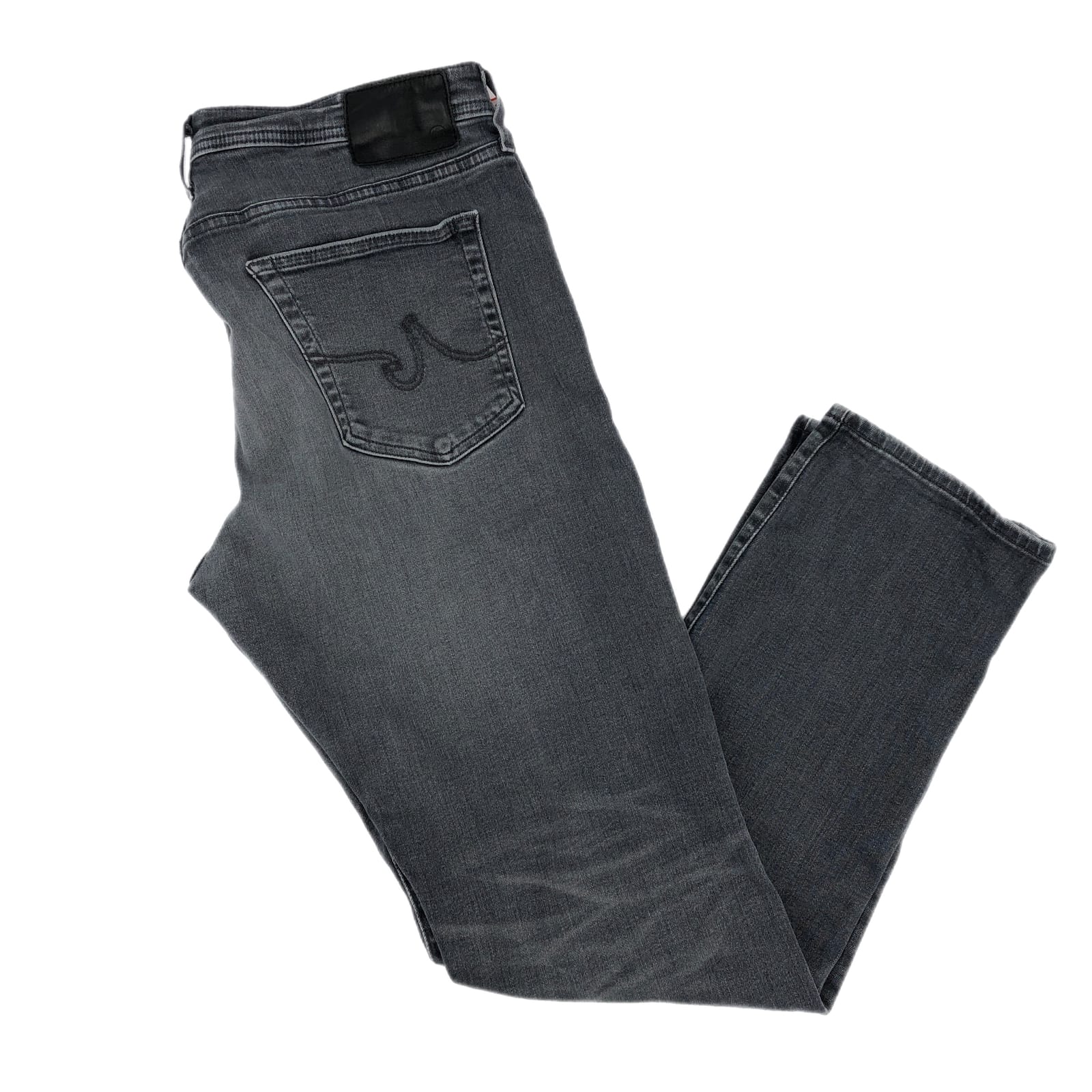 Ag Adriano Goldschmied Gray High-Rise Slim Straight Jeans