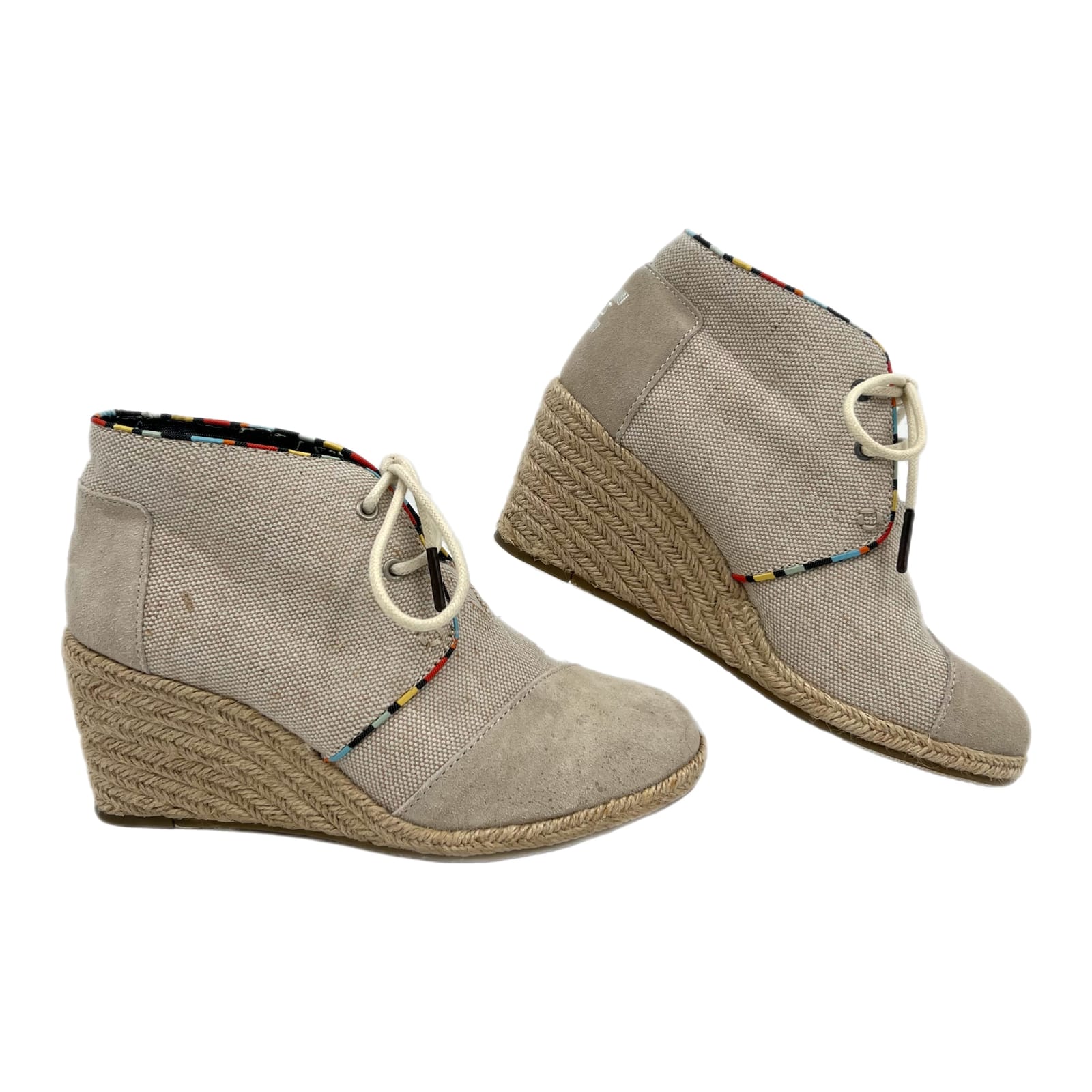 Toms Beige Espadrille Wedges