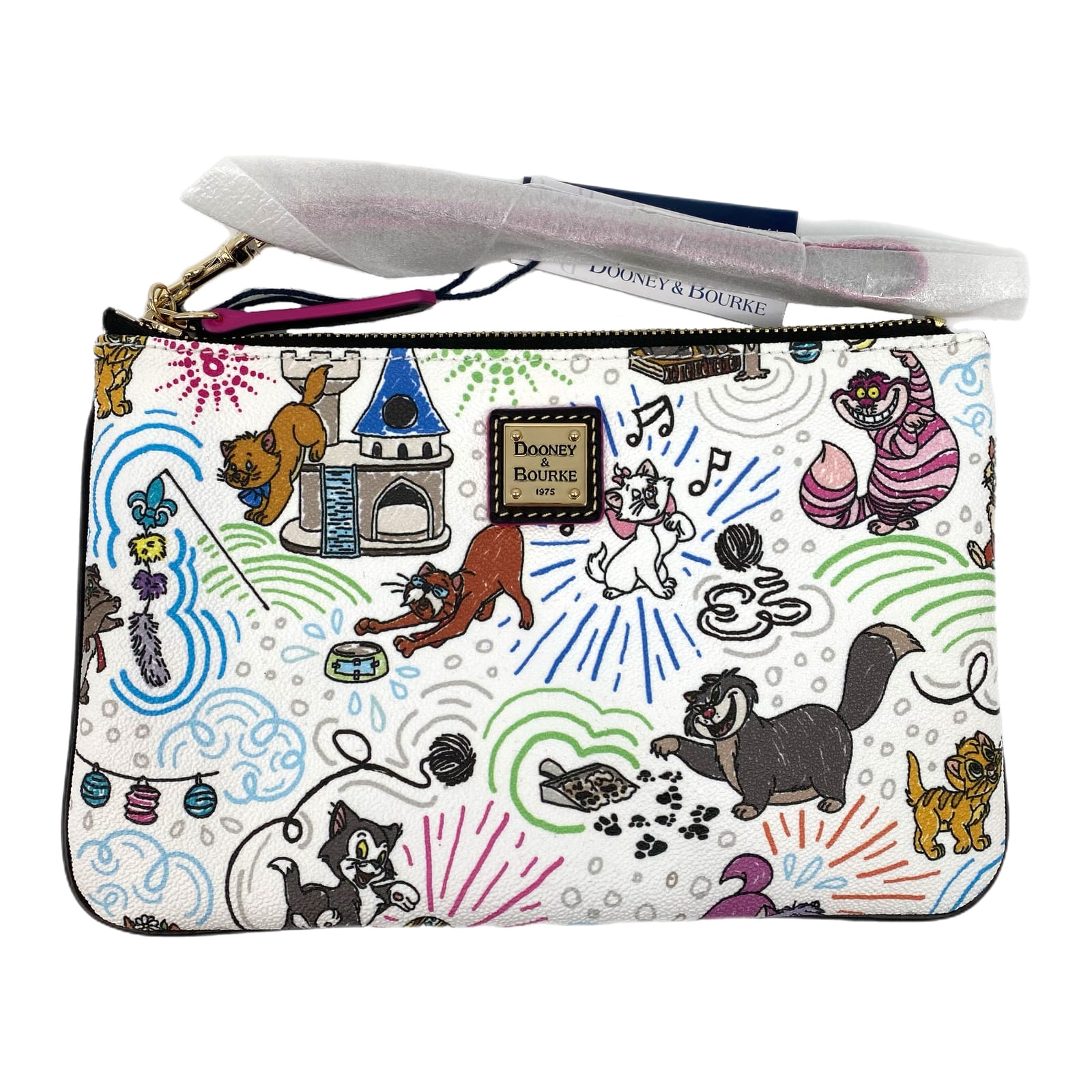 Dooney & Bourke White and Multicolor Disney Cats Sketch Wristlet