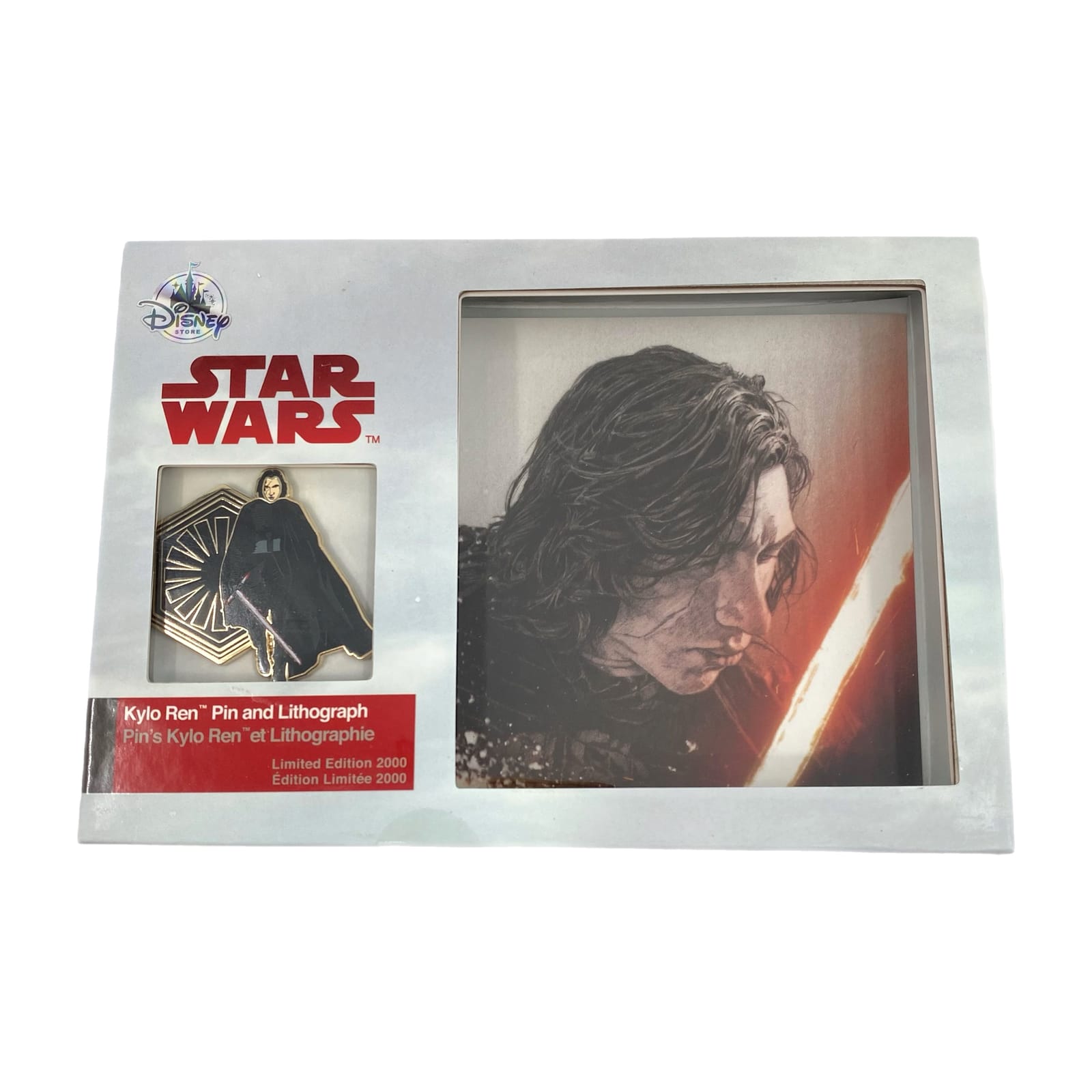 Disney Gray Star Wars 2017 Kylo Ren Pin and Lithograph Set.