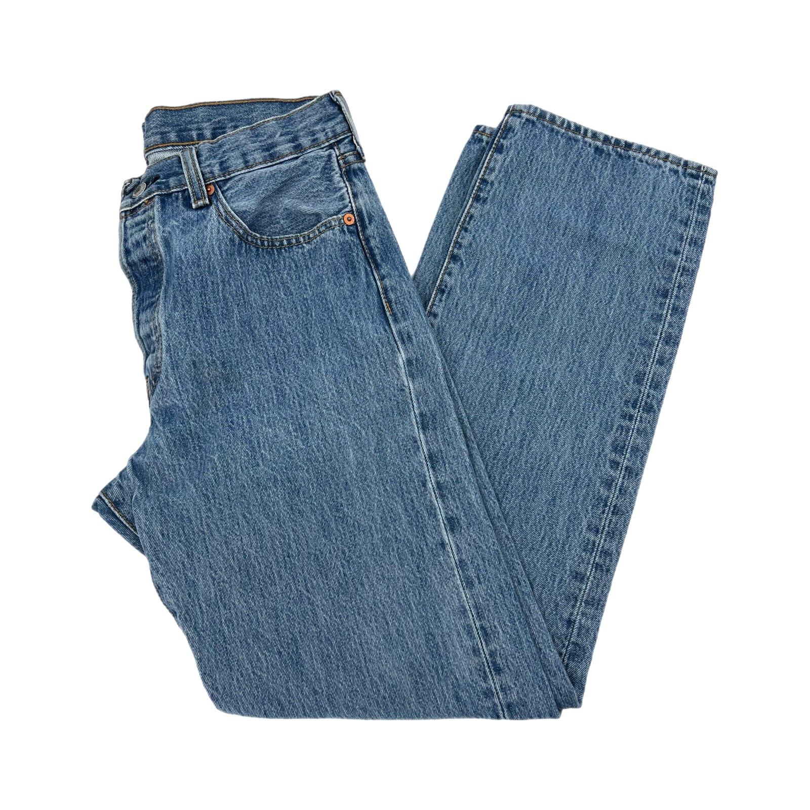 Levi's Blue High Rise Straight Leg 501 Jeans