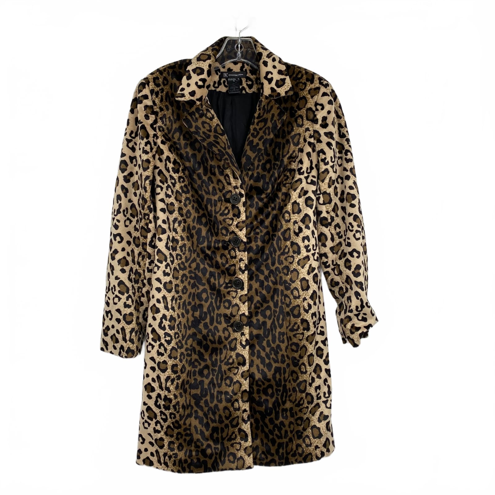 INC Trench Coat Brown Animal Print
