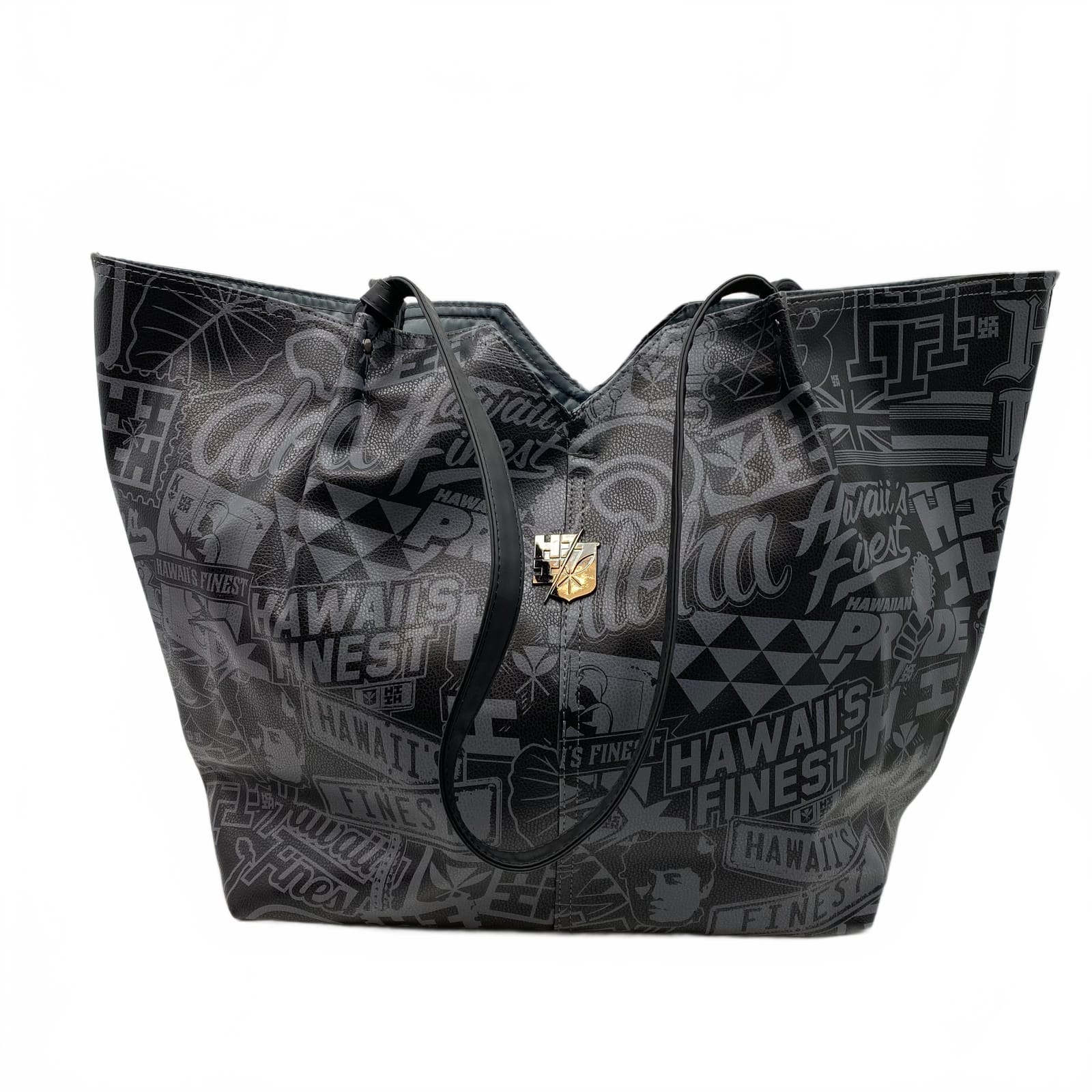 Hawaii’s Finest Black Faux Leather Tote