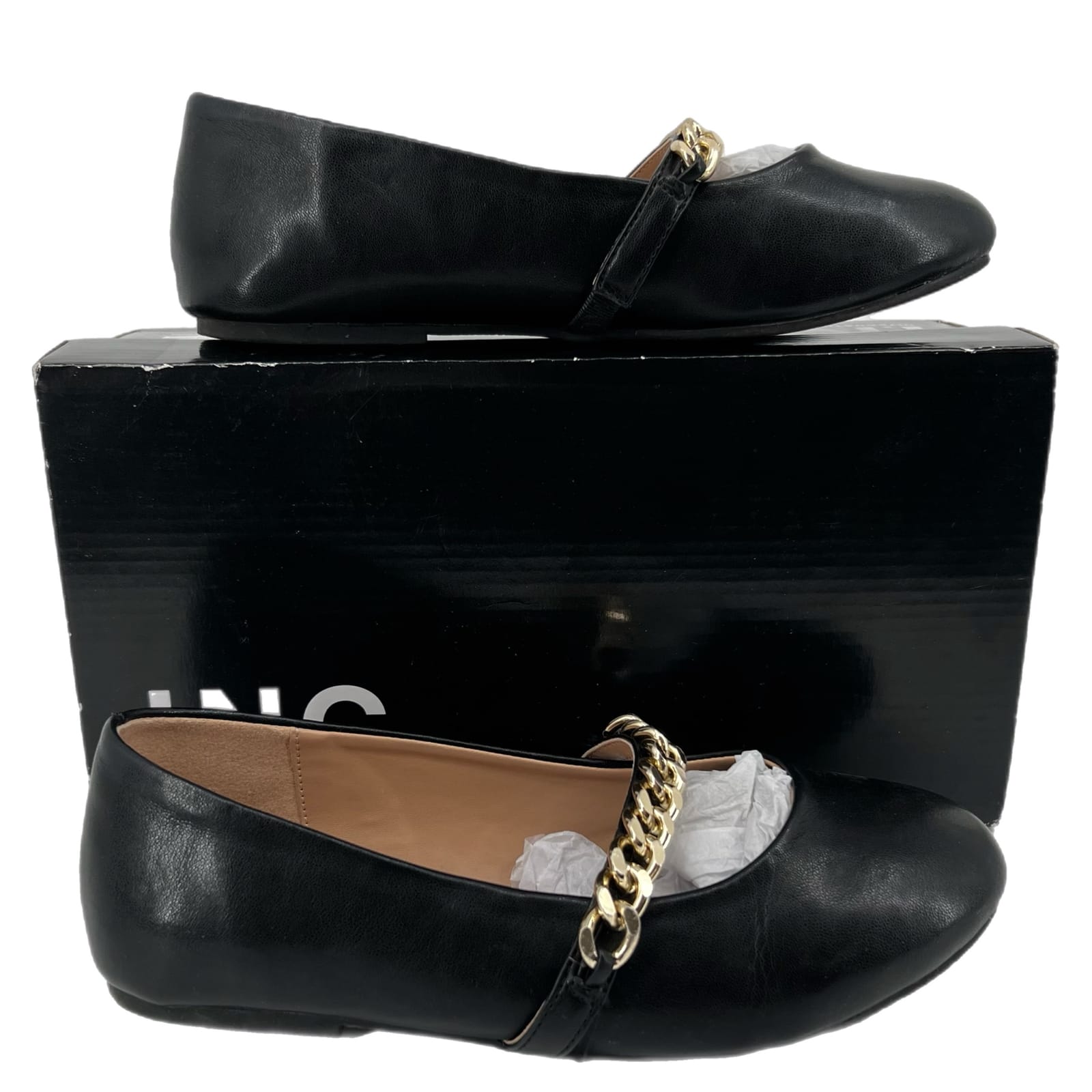 INC International Concepts Black Gold Ballet Flats