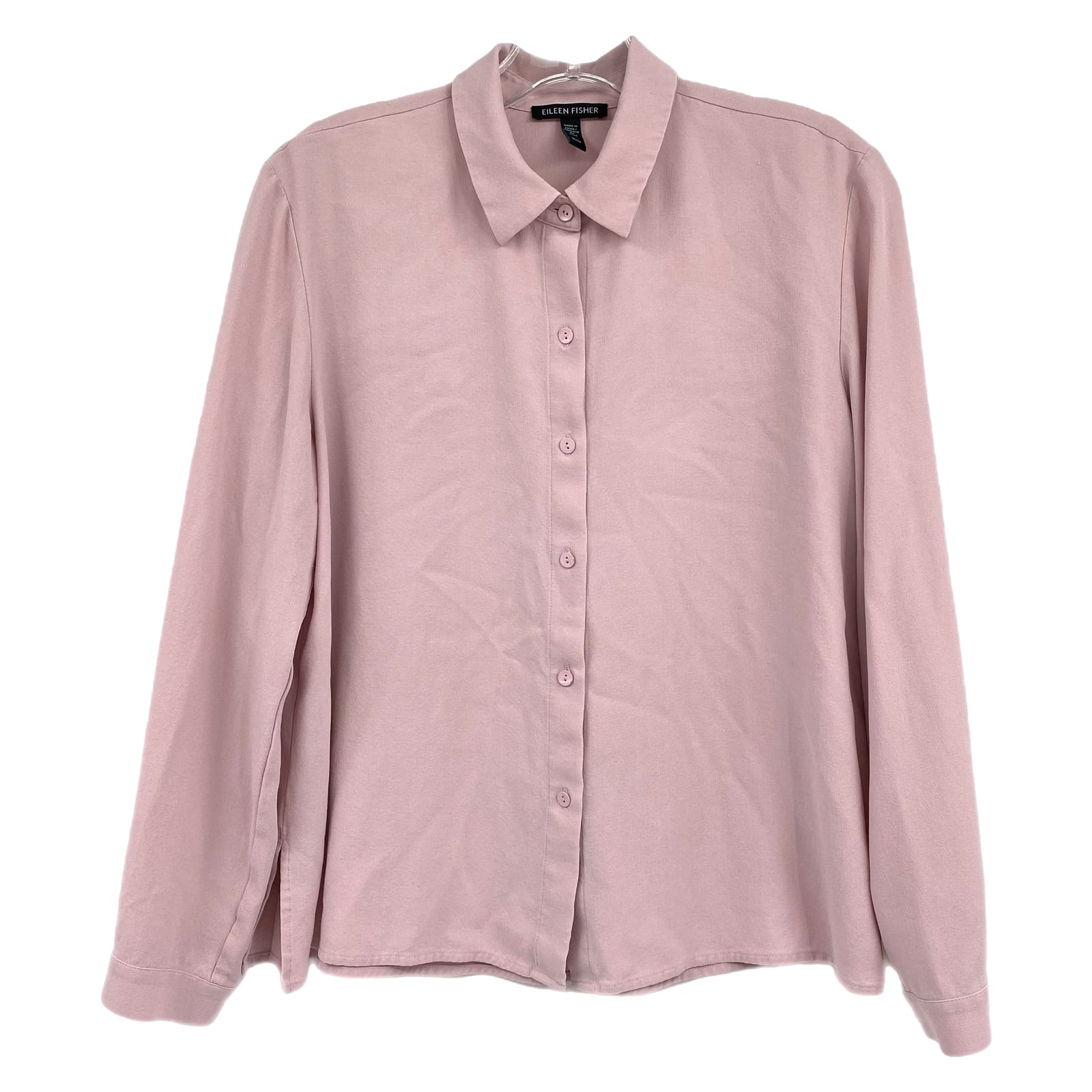 Eileen Fisher Pink Silk Button Up Blouse
