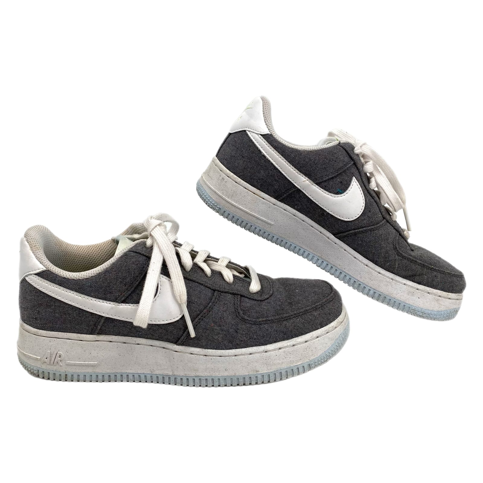 Nike Gray White Recycled Canvas Air Force 1 Sneakers